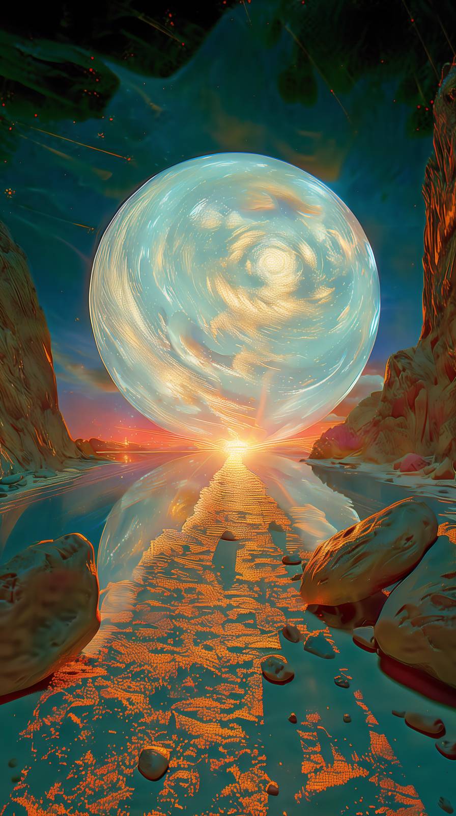 Enigmatic Cosmic Orb Landscape Wall Art