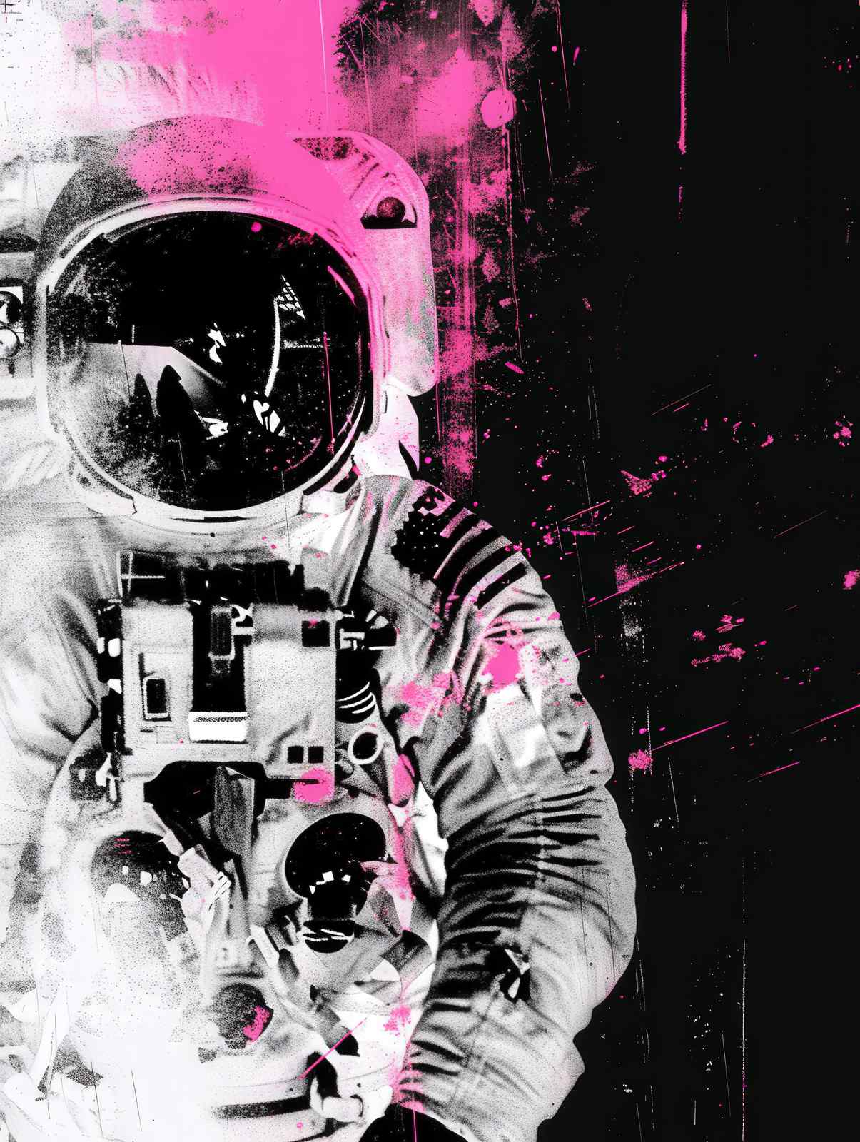 Abstract Astronaut Neon Splatter Wall Art