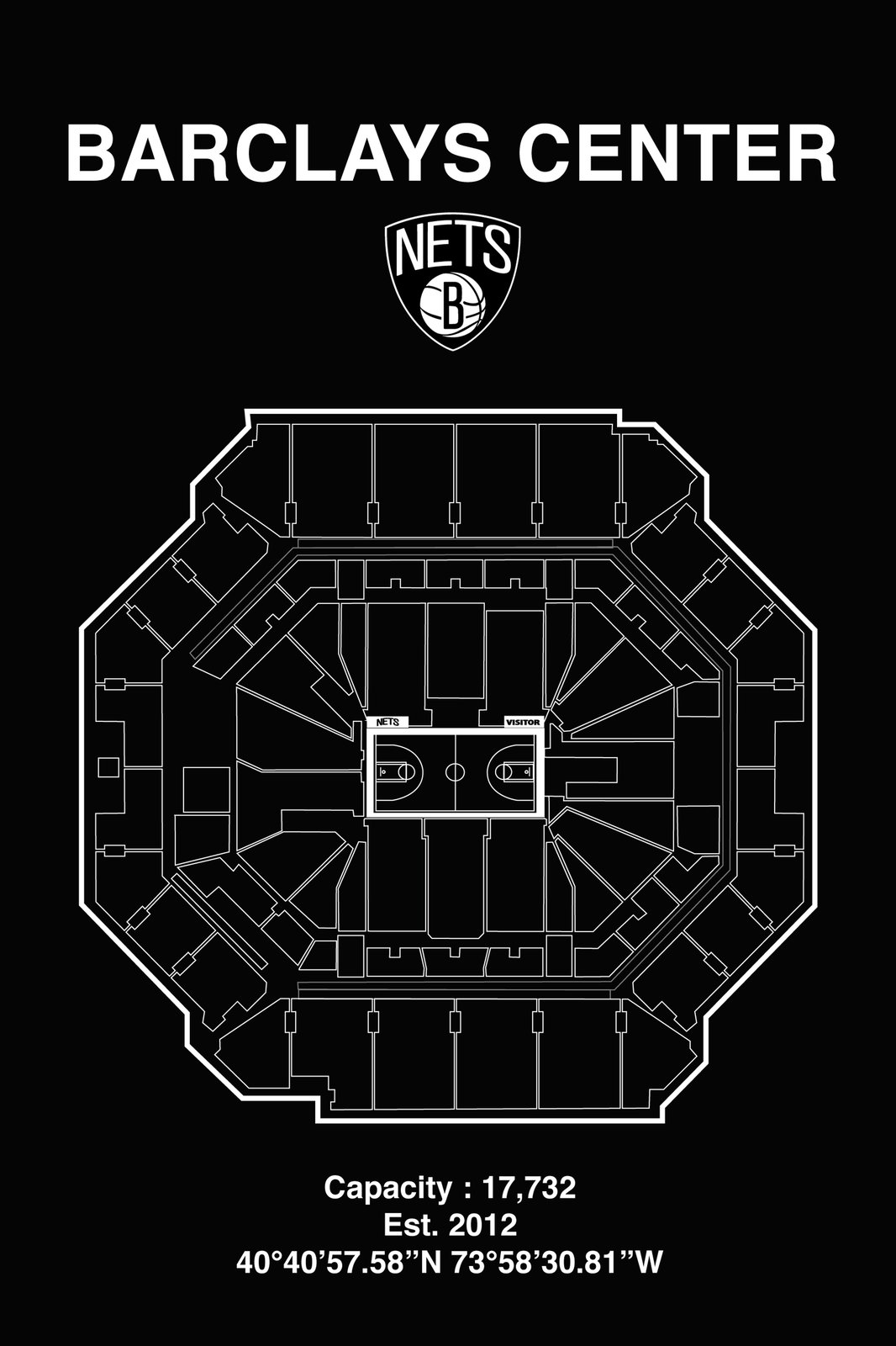Barclays Center Blueprint Wall Art