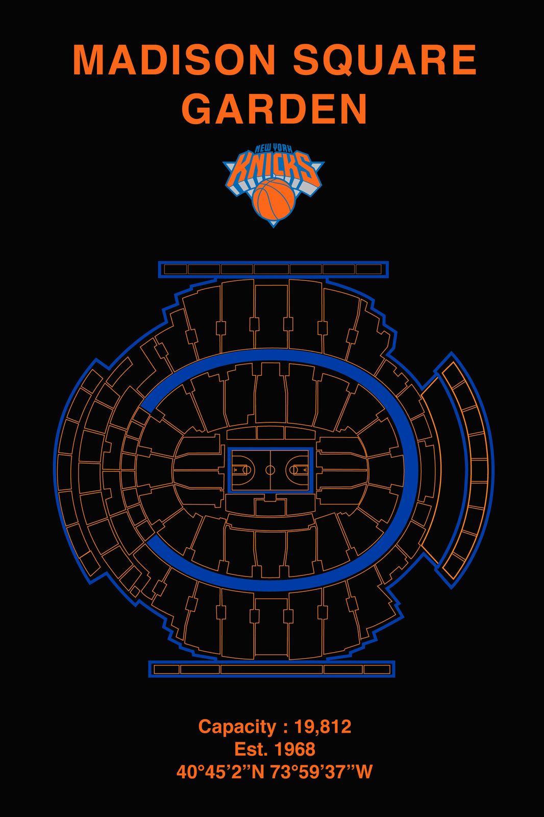 Madison Square Garden Blueprint Wall Art
