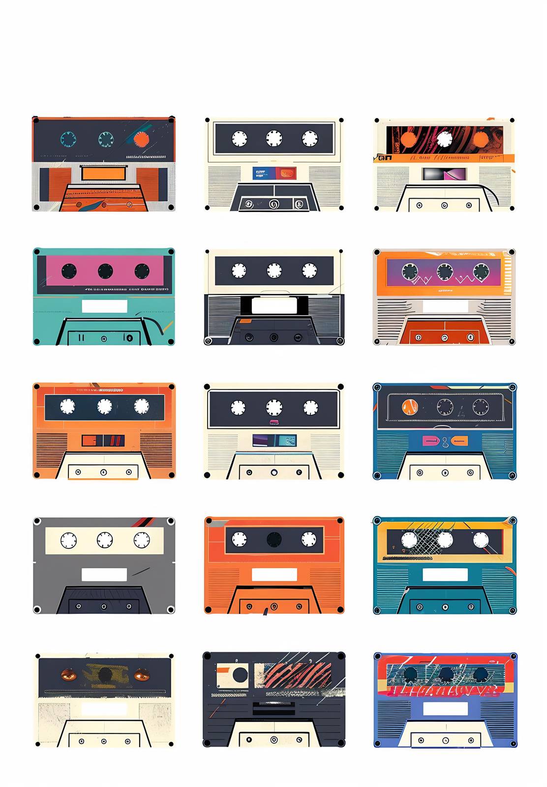 Retro Cassette Tape Collection Wall Art