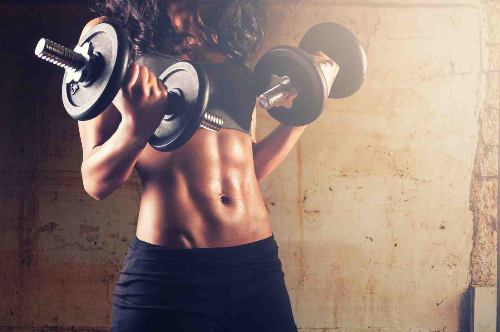 Powerful Abs Dumbbell Workout Motivation Wall Art