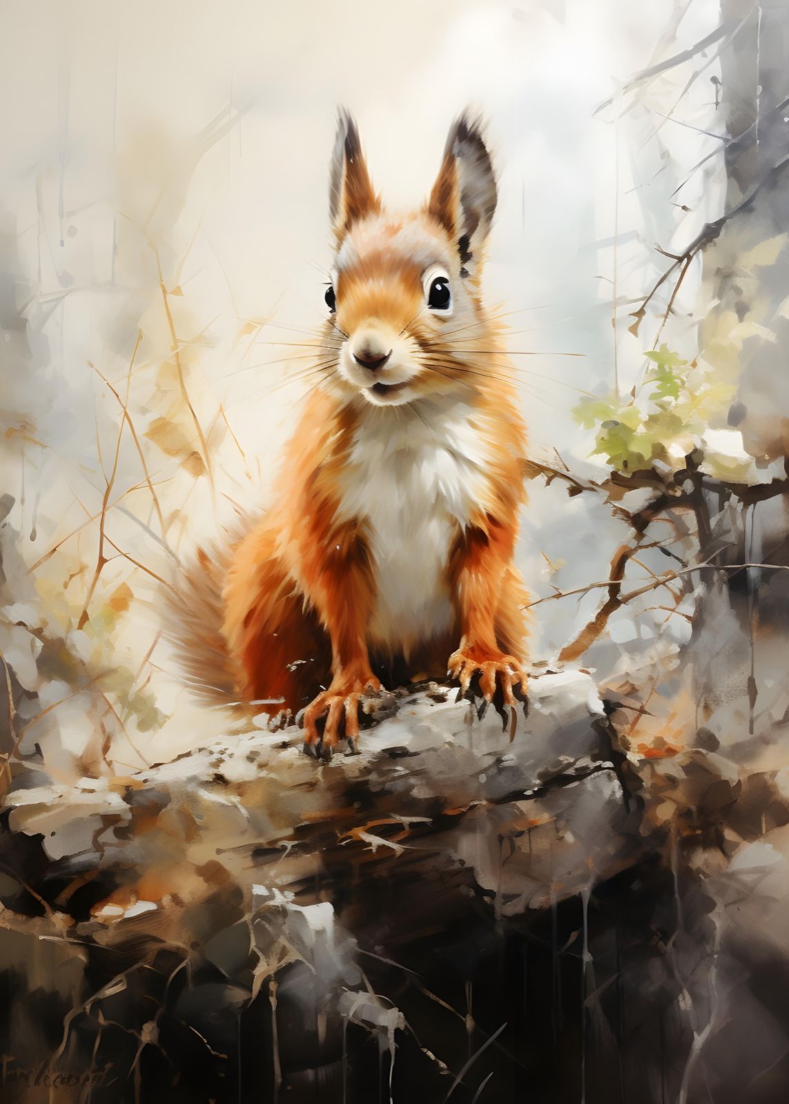 Adorable Squirrel Forest Scene Wall Art