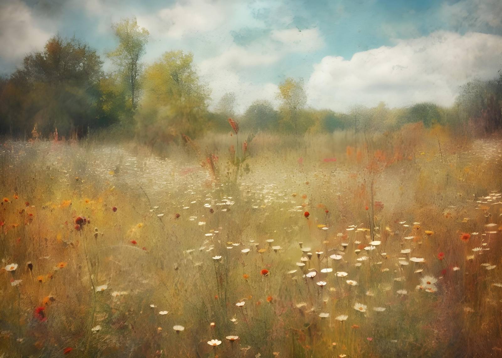 Dreamy Meadow Wildflowers Wall Art - Floral Wall Art