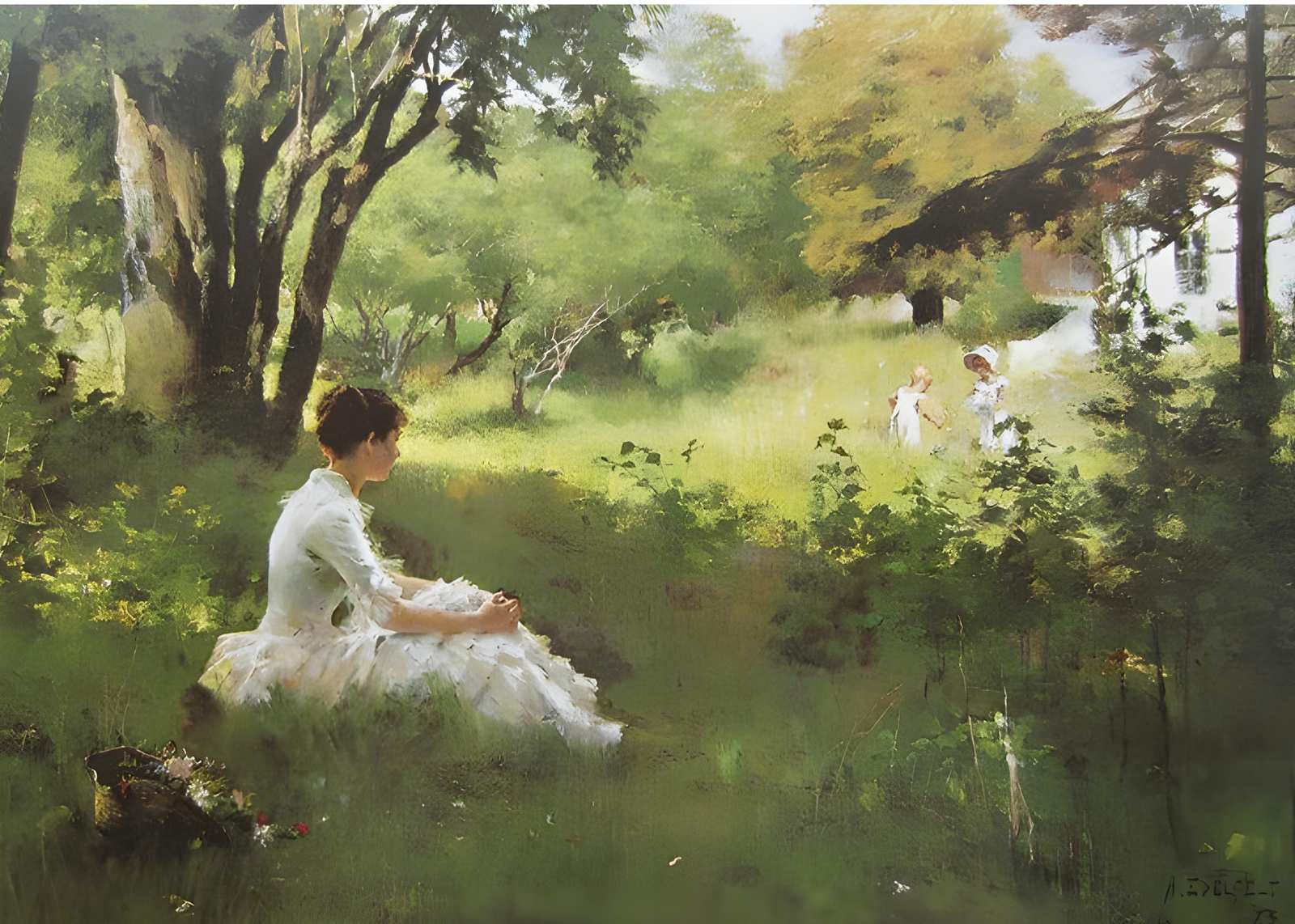 Serene Garden Scene Vintage Wall Art