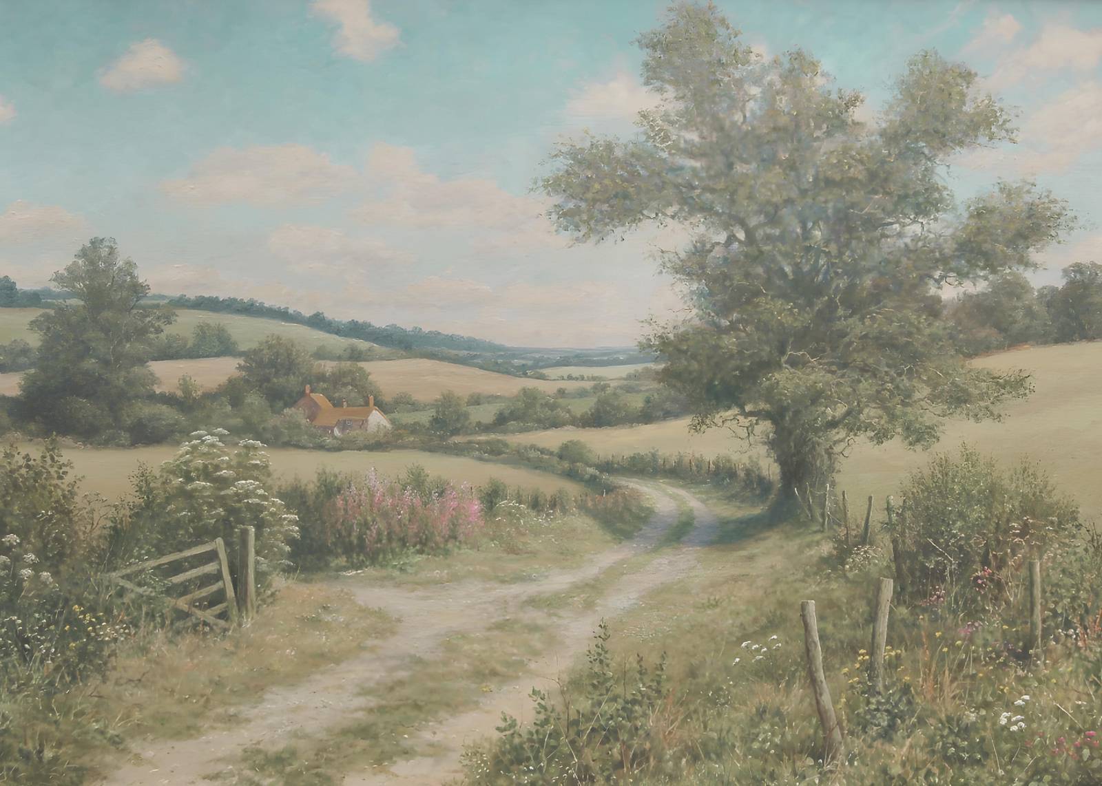 Serene Country Path Landscape Wall Art