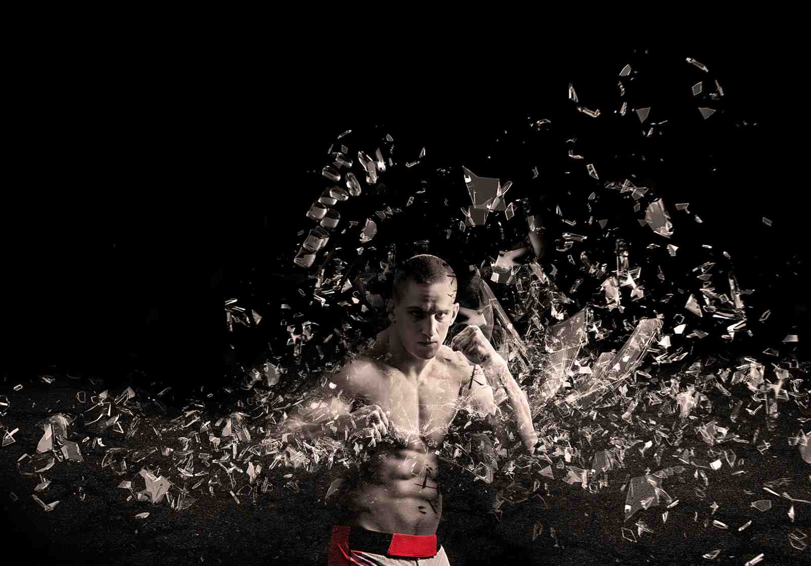 Mma Fighter Shattering Glass Wall Art