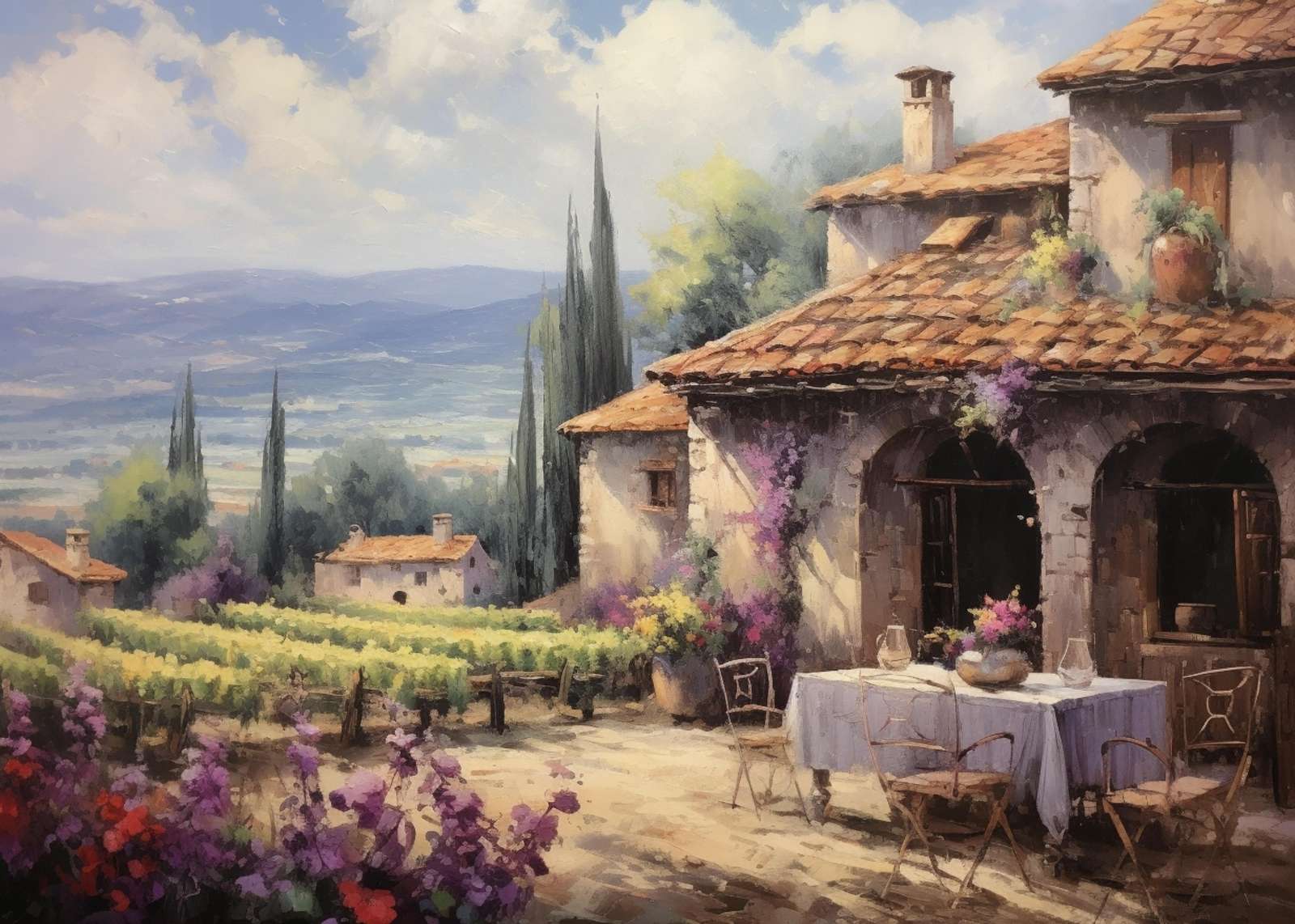Tuscan Vineyard Escape Landscape Wall Art