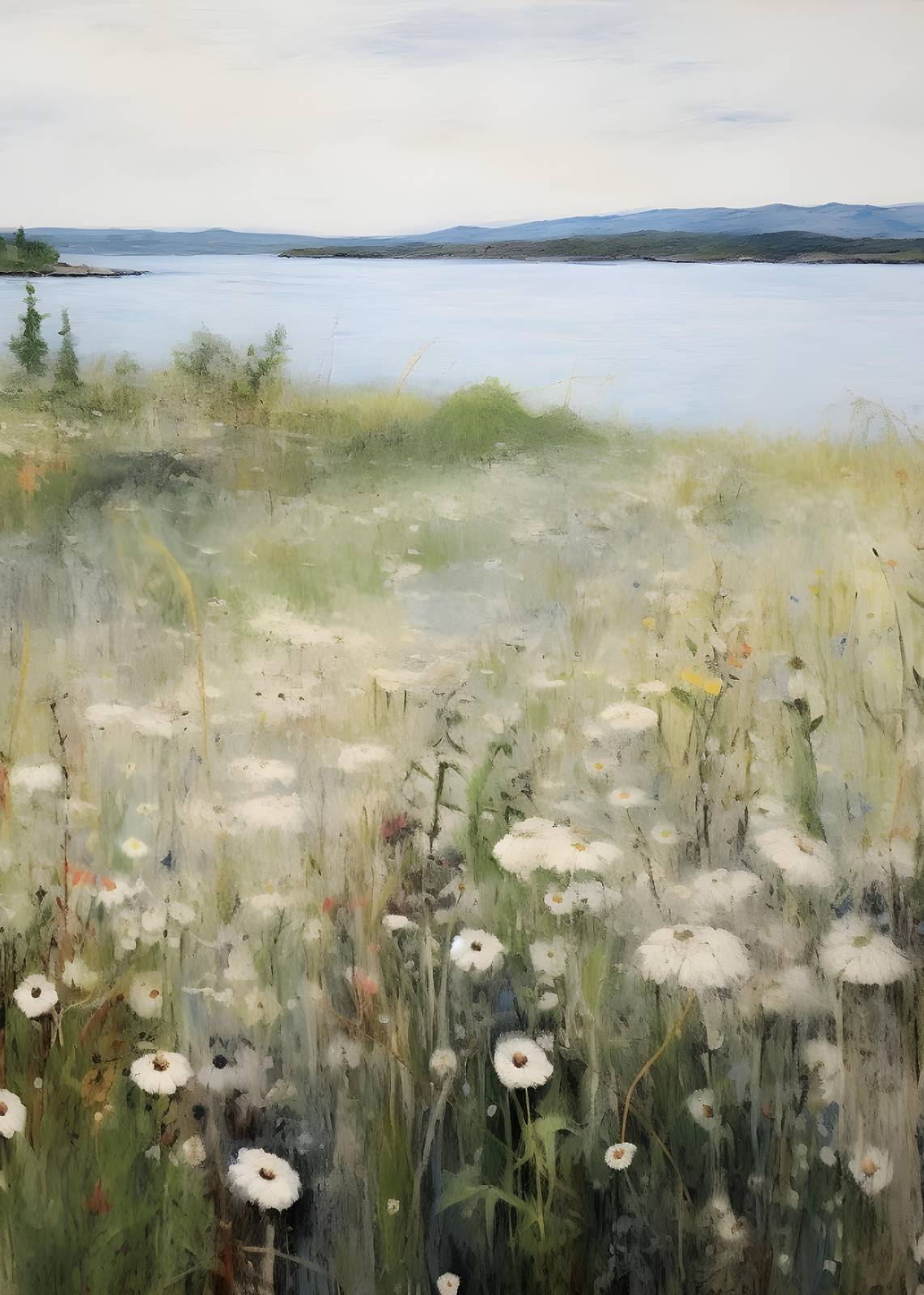 Serene Meadow Lake Landscape Wall Art