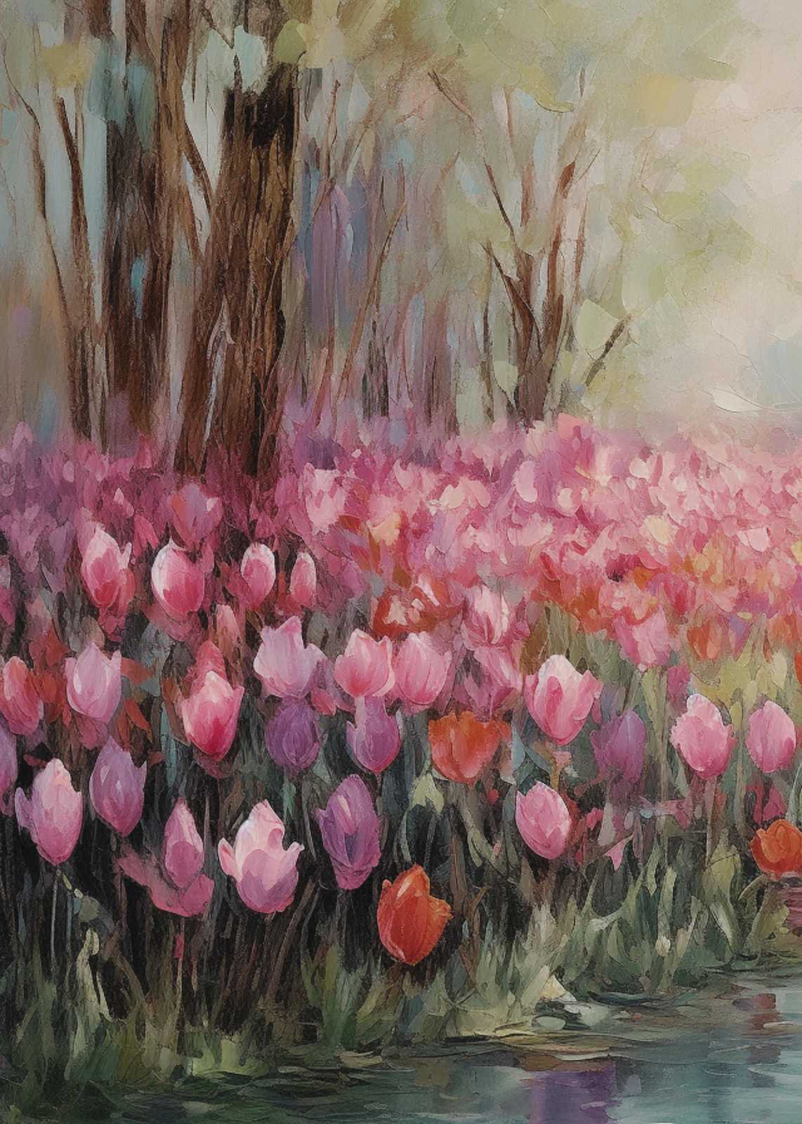 Impressionist Tulip Field Wall Art