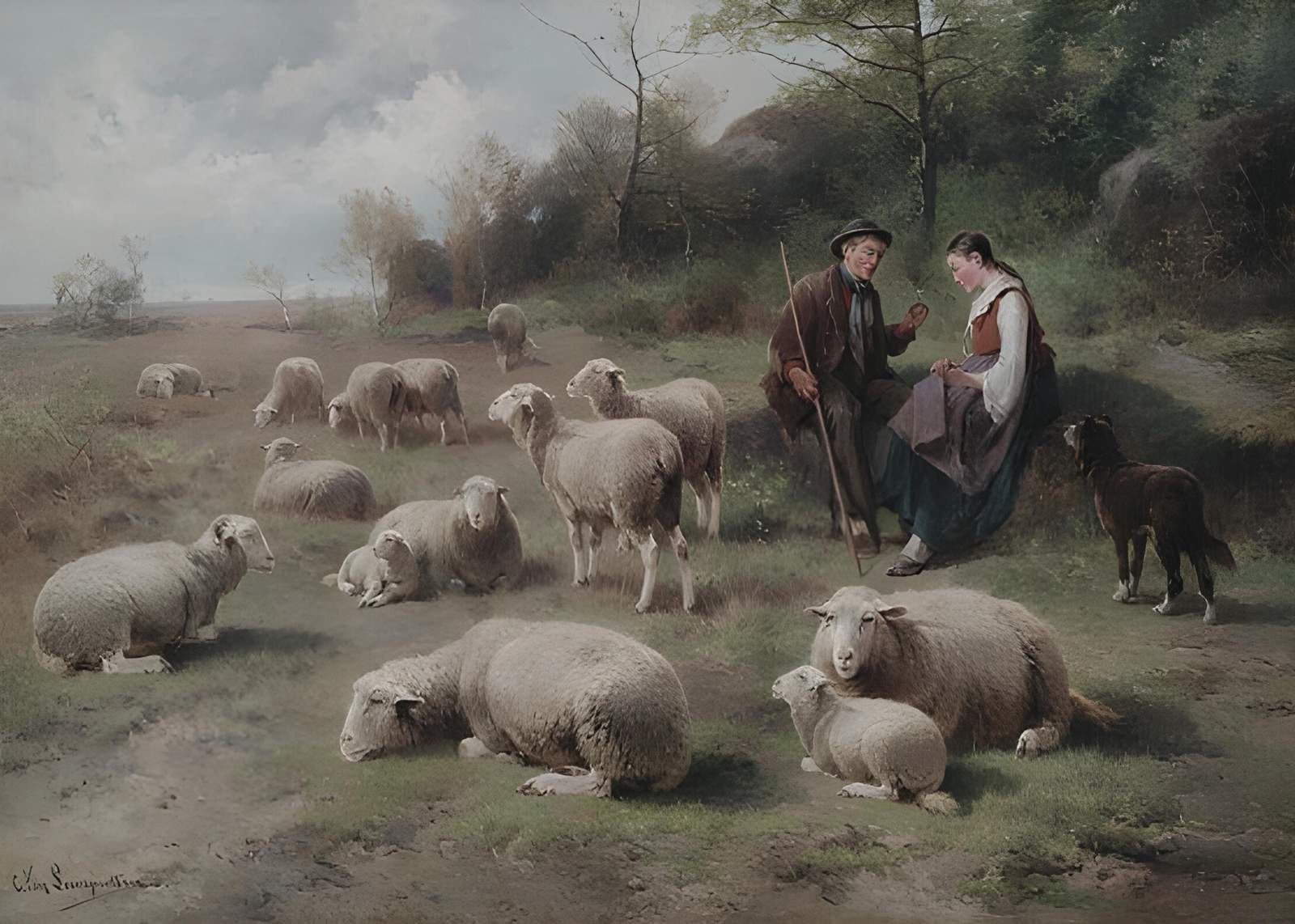 Pastoral Sheep Scene Wall Art