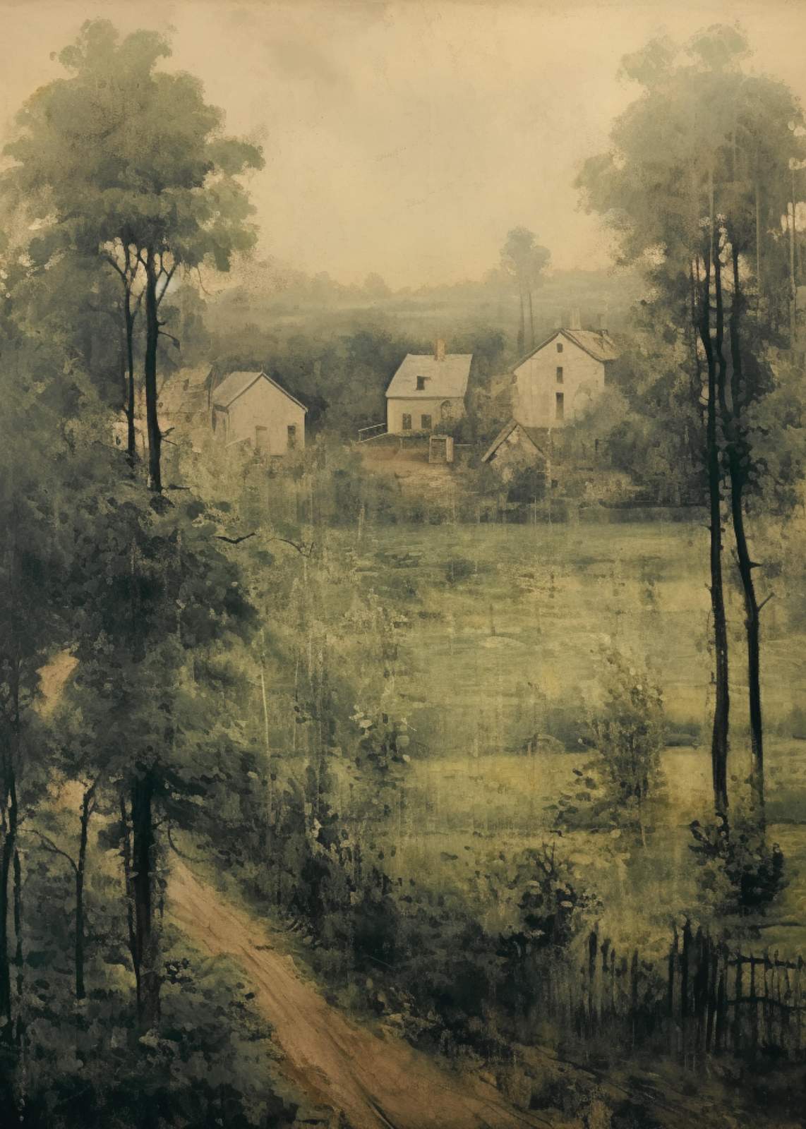 Serene Countryside Landscape Wall Art