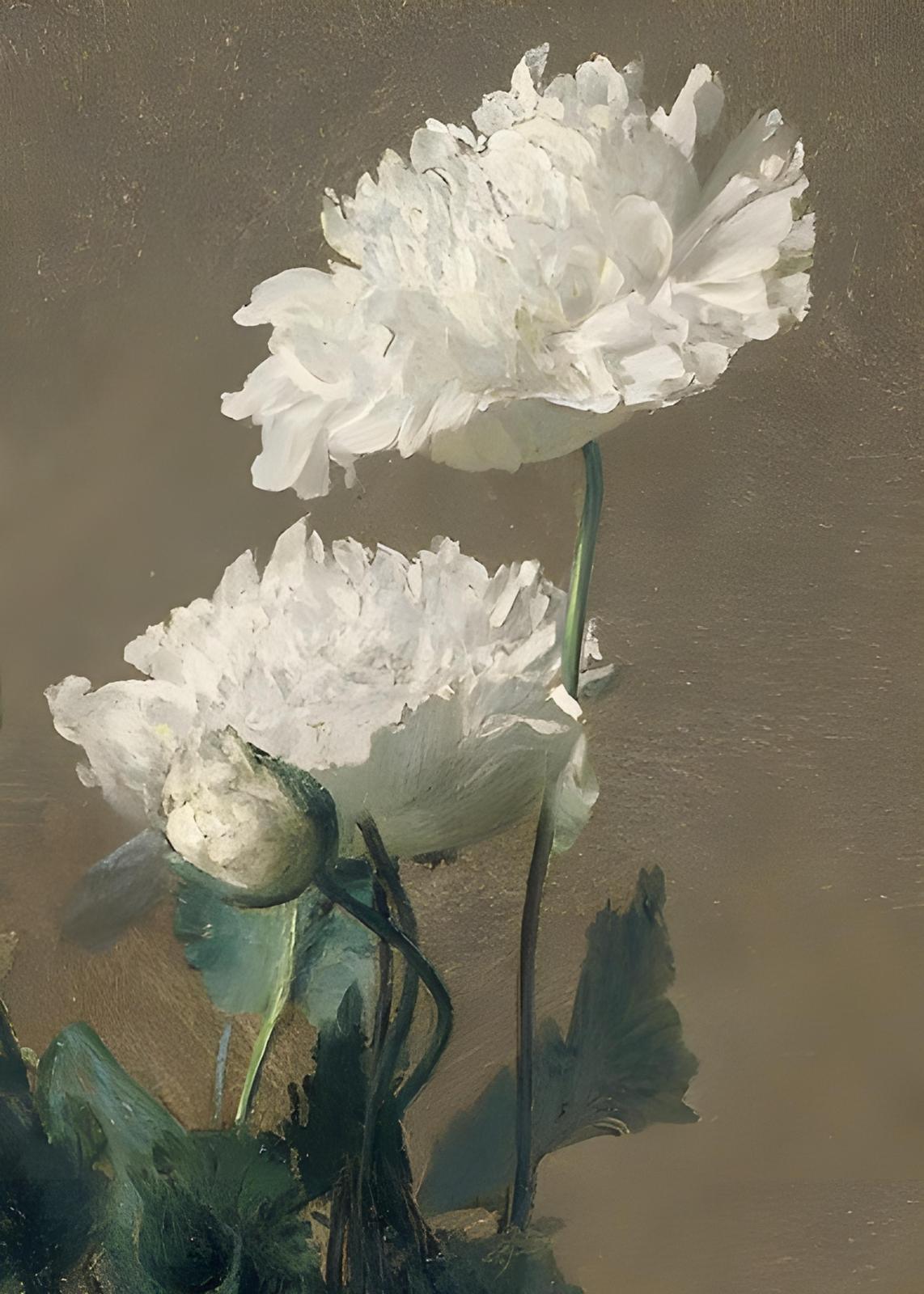 Elegant White Peonies Floral Wall Art