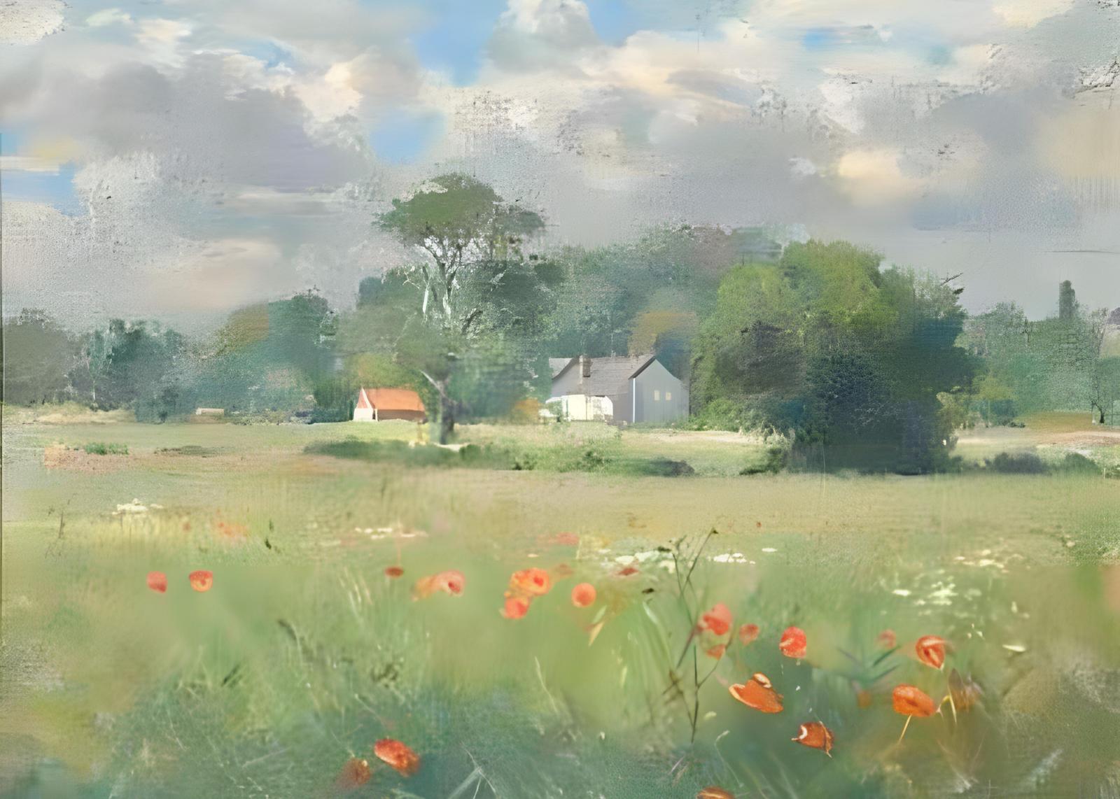Serene Meadow with Poppies Wall Art