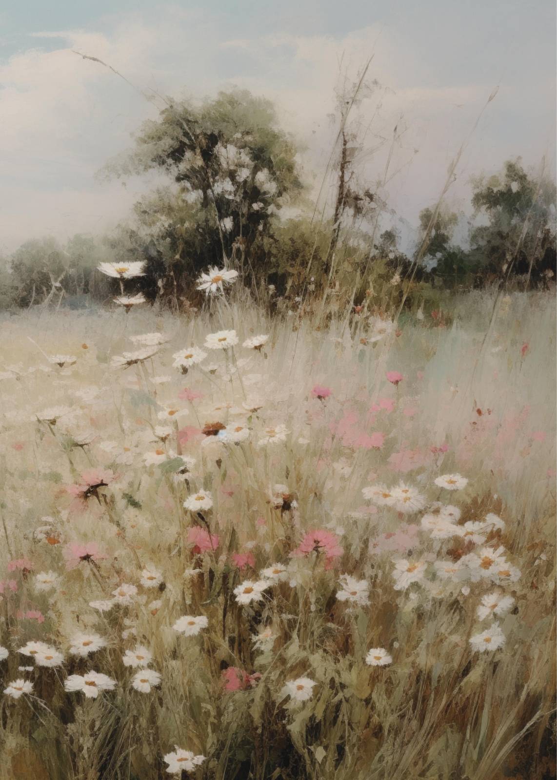 Dreamy Daisy Field Landscape Wall Art