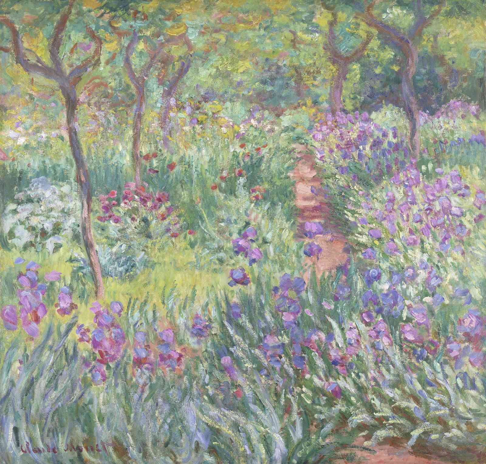 Monet's Garden Path Iris Field Wall Art
