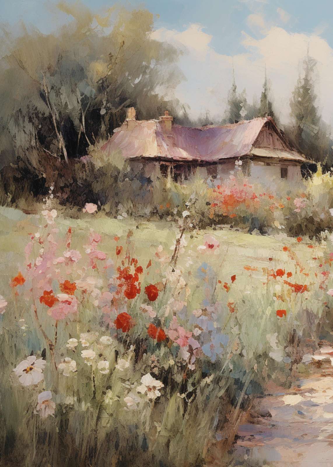 Impressionist Cottage Garden Wall Art