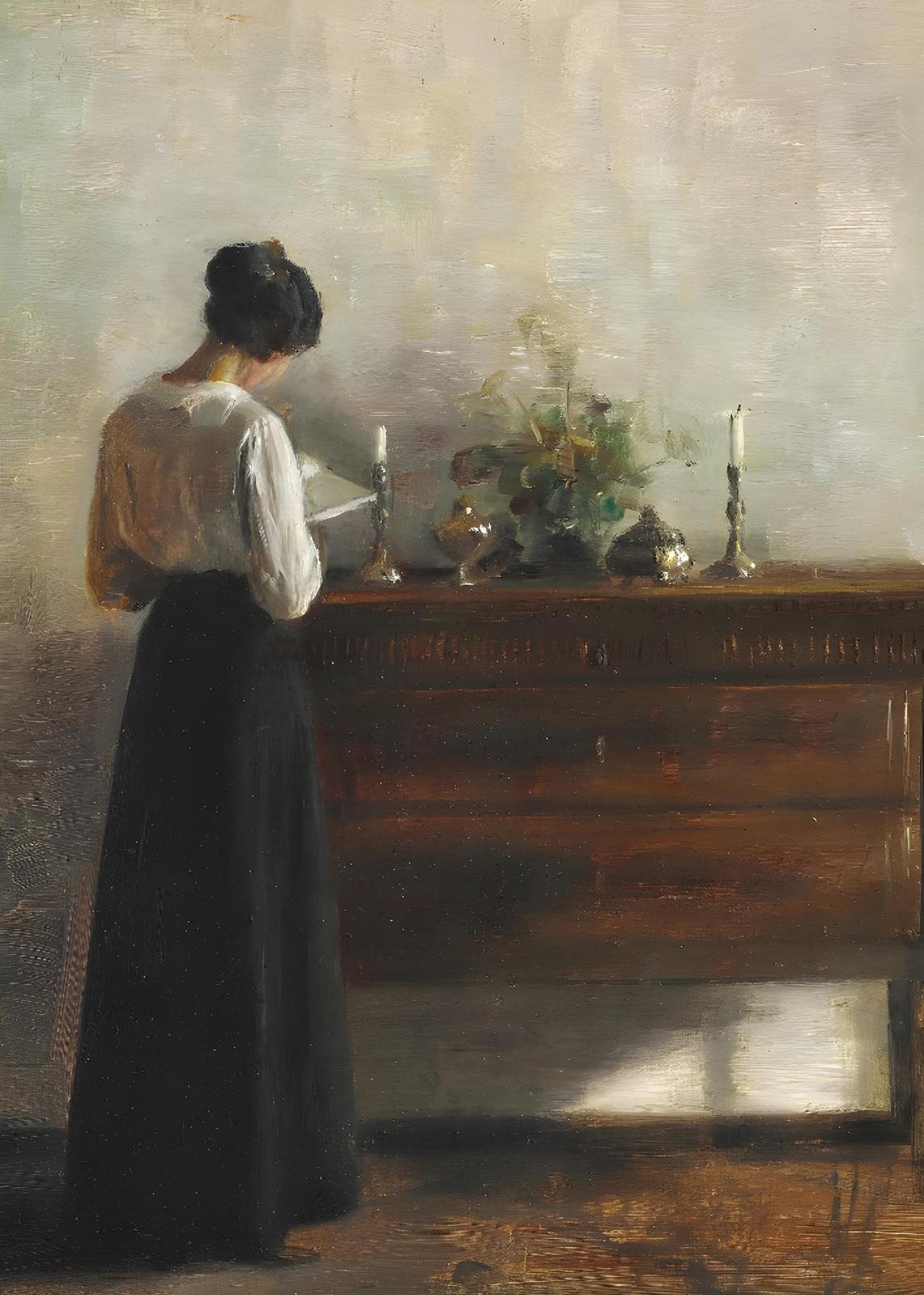 Serene Reader by Candlelight Wall Art