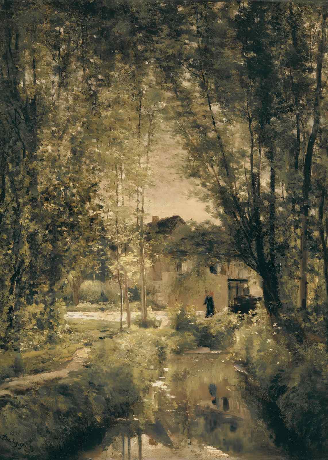 Serene Riverside Village Wall Art