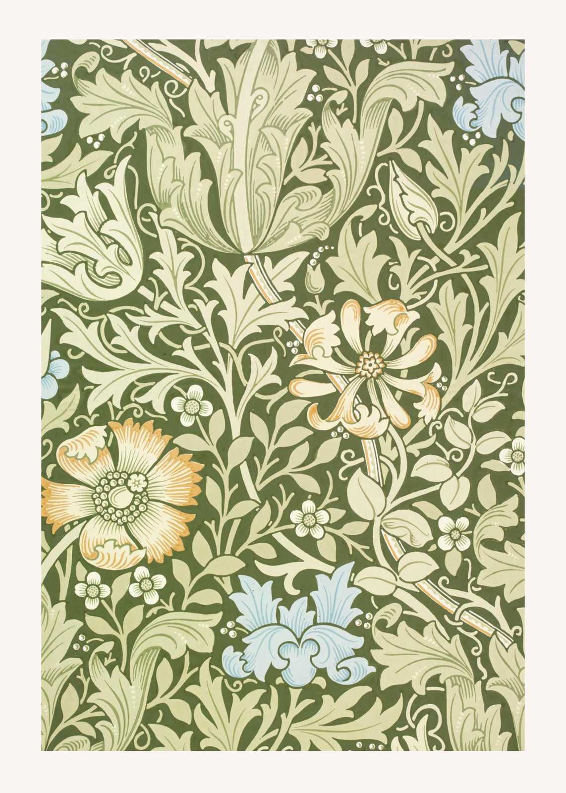 William Morris Inspired Floral Green Wall Art