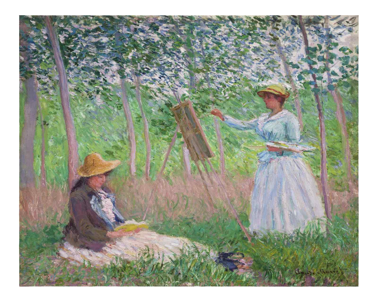 Impressionist Garden Scene Women Painting Wall Art