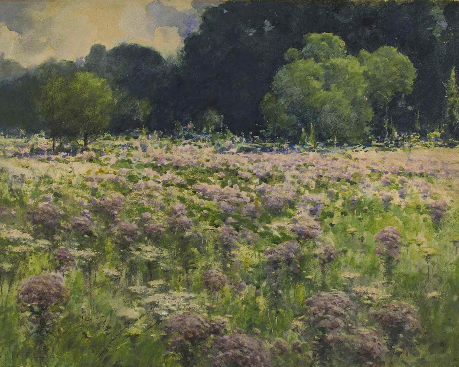 Serene Meadow Floral Landscape Wall Art