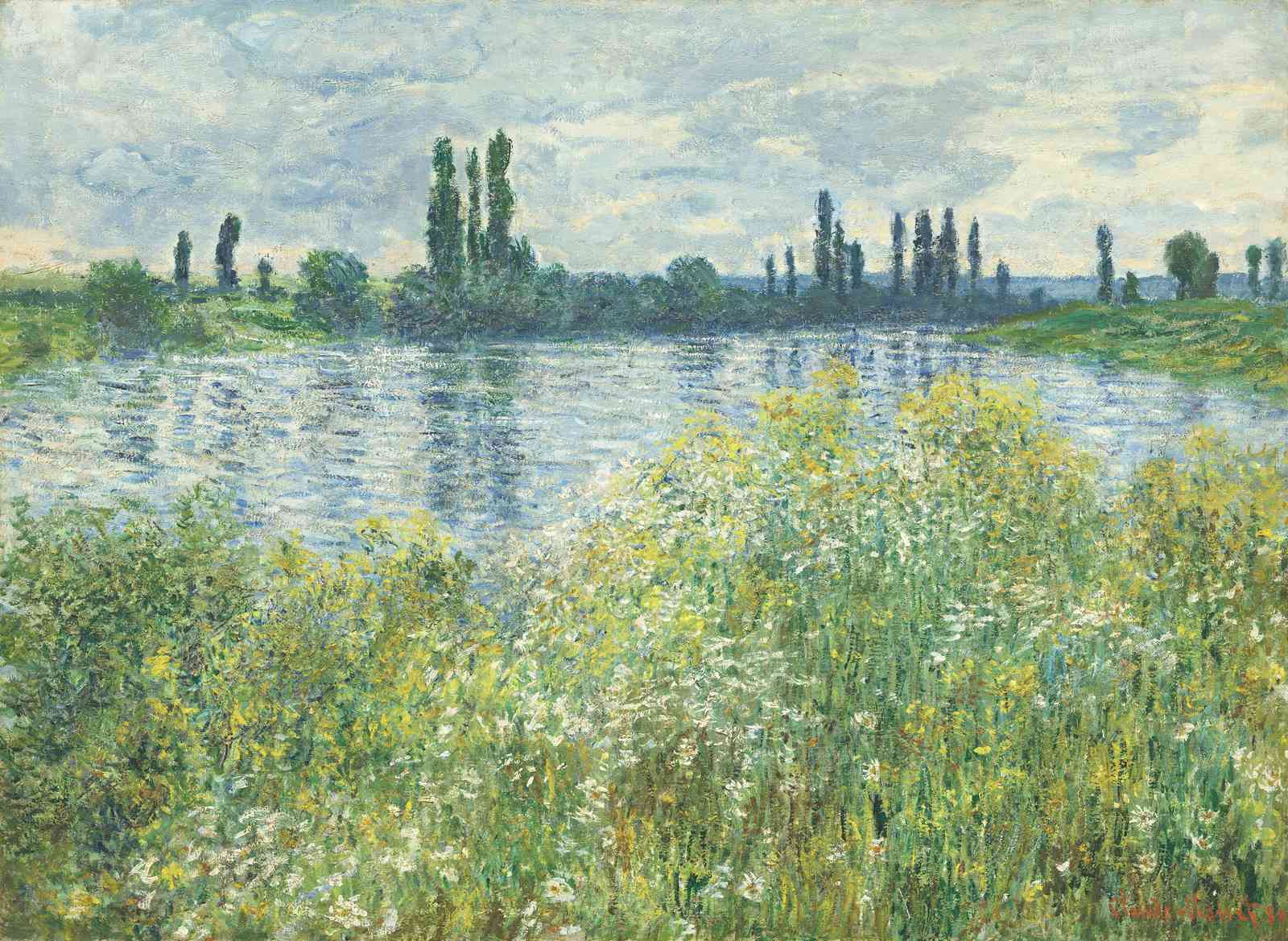 Impressionist Riverbank Meadow Wall Art