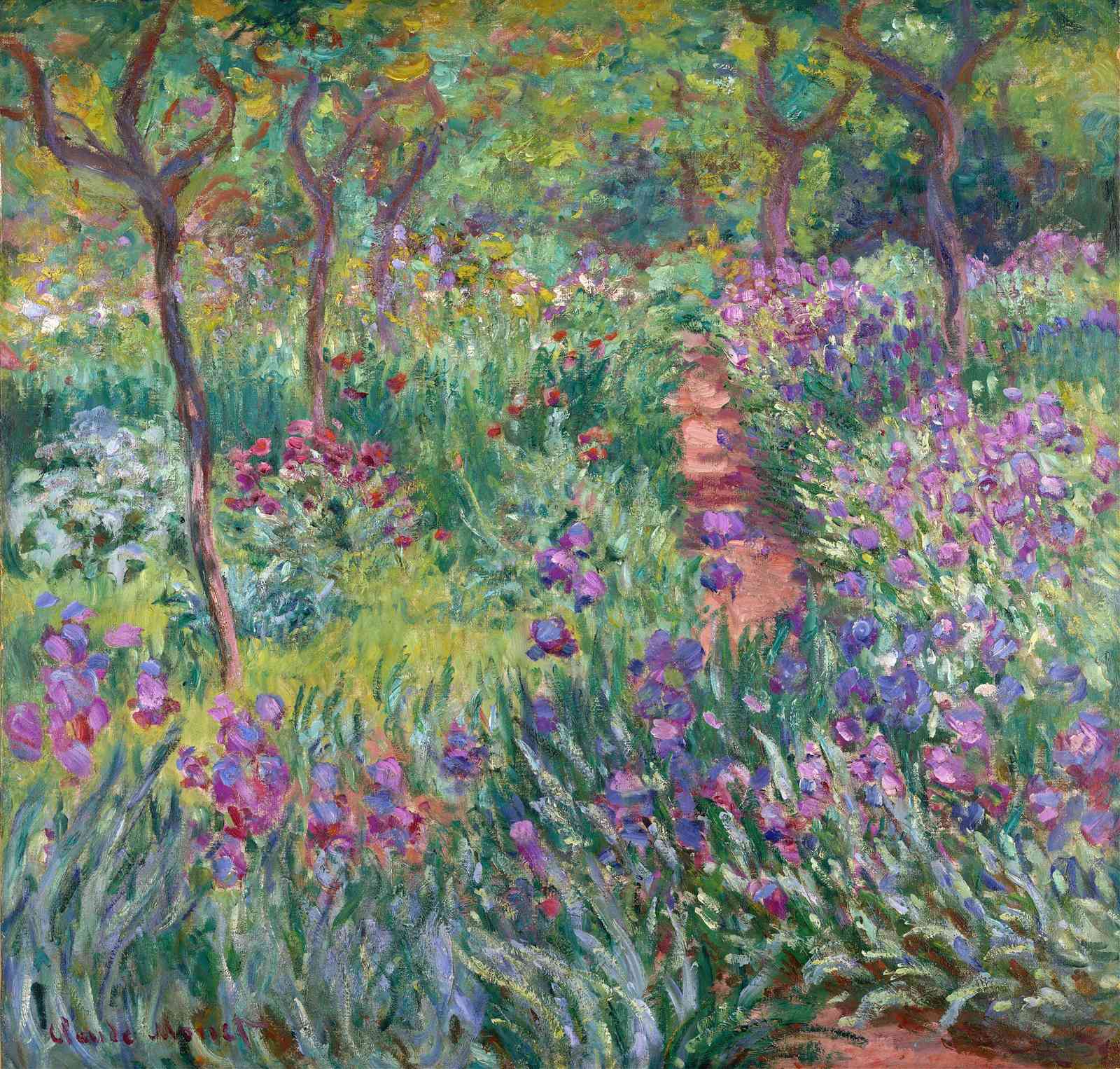 Impressionist Garden Iris Meadow Wall Art