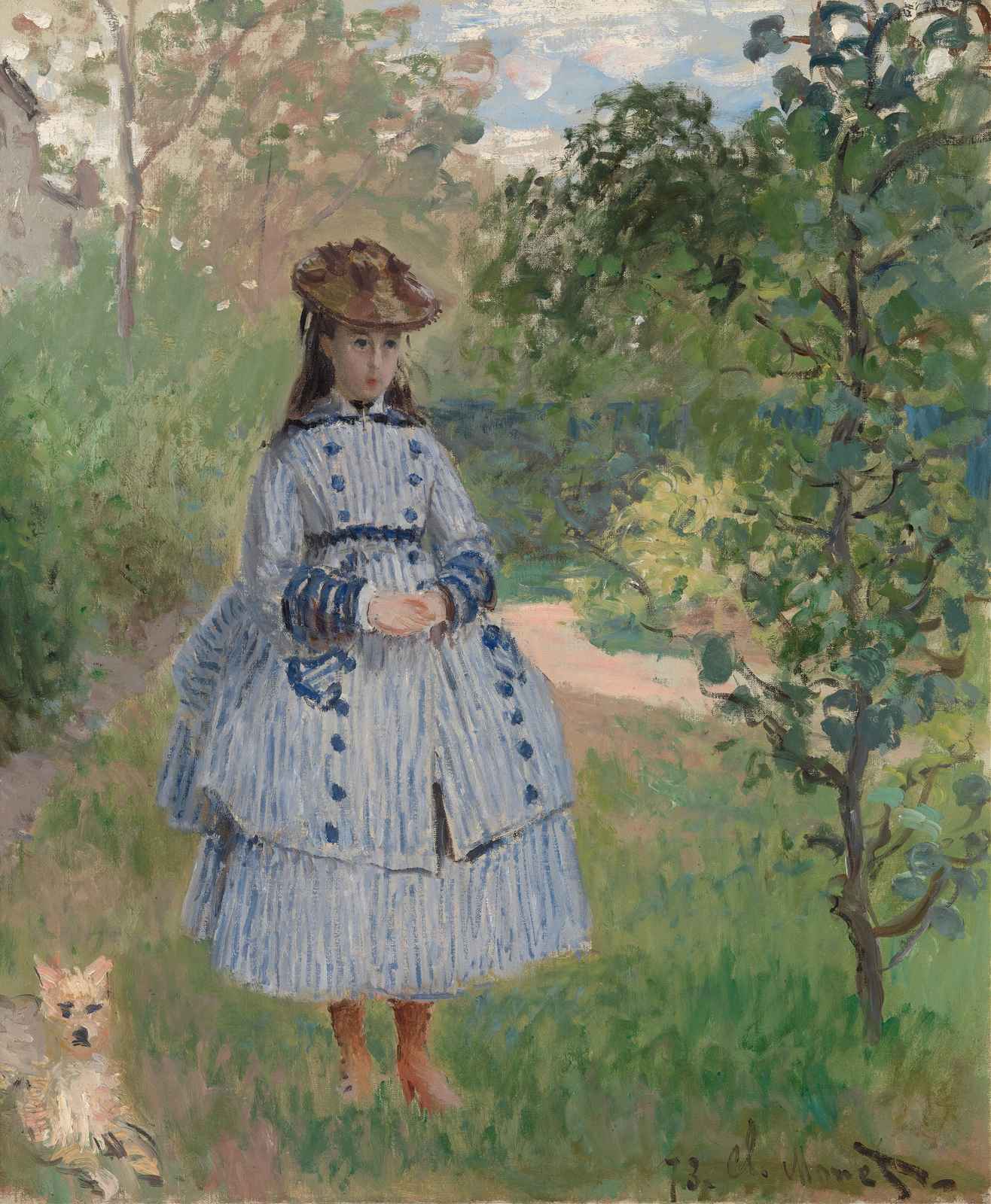 Impressionist Girl & Dog Garden Wall Art