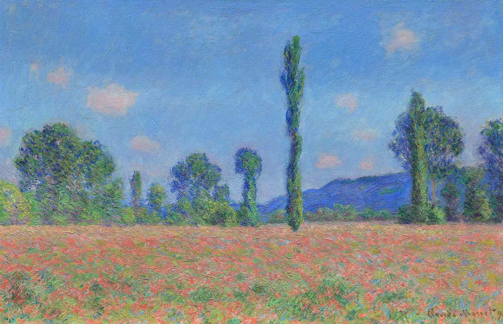 Impressionist Poppy Field Landscape Wall Art