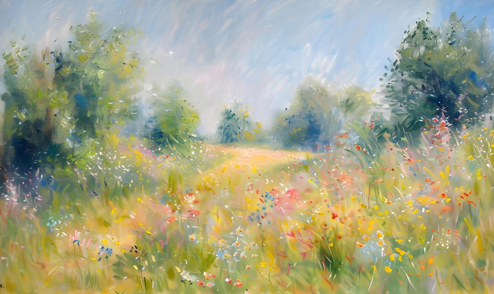 Vibrant Wildflower Meadow Impressionist Wall Art