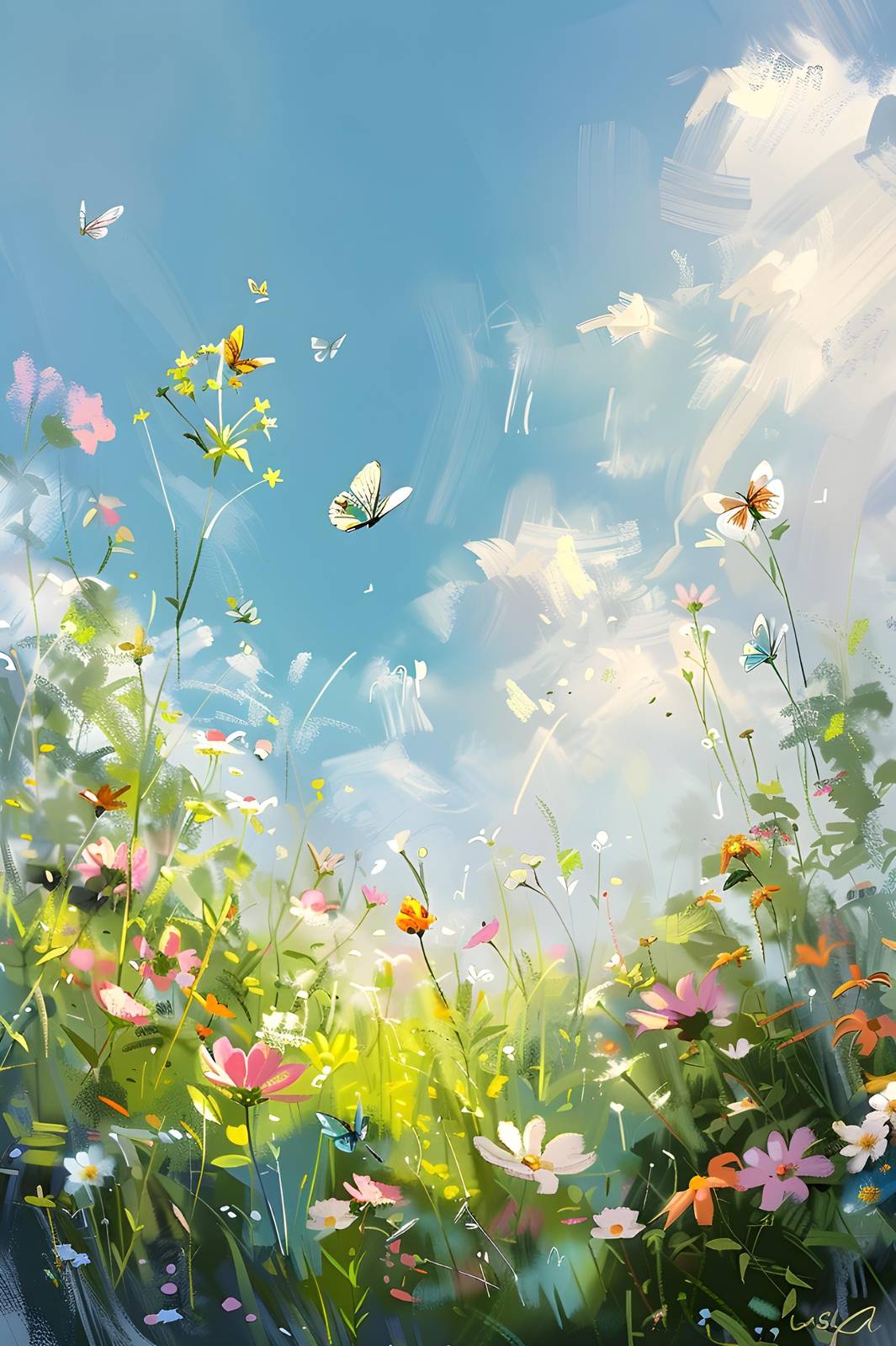 Vibrant Meadow Butterflies Wall Art