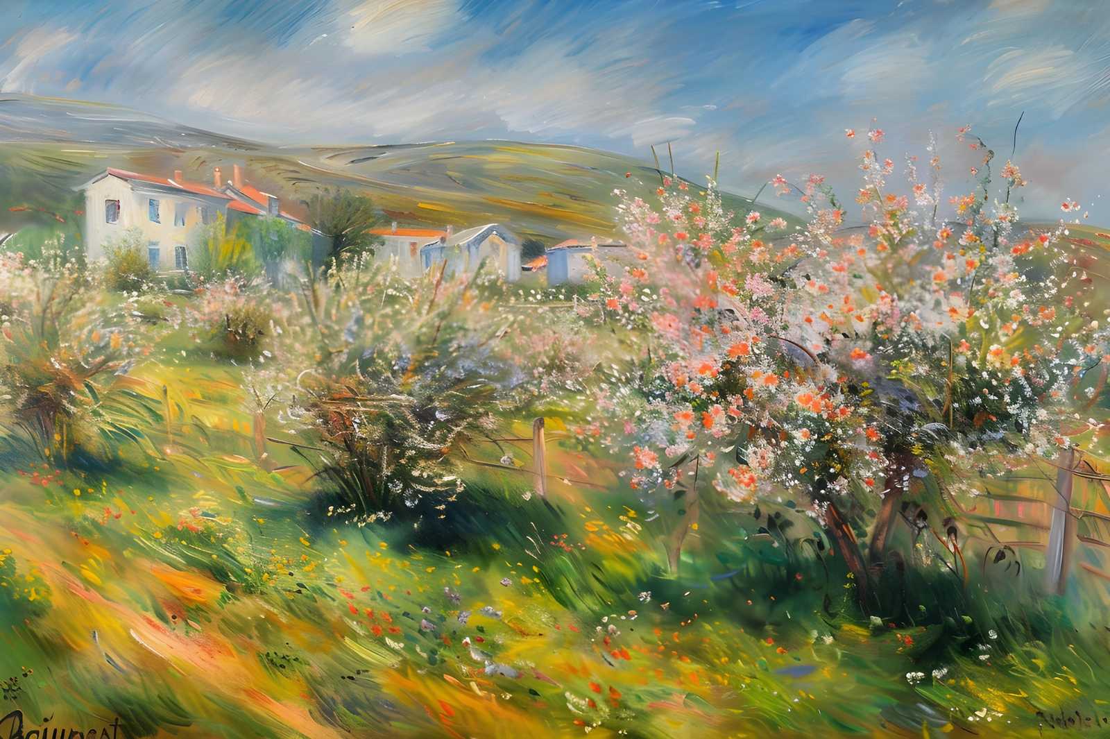 Impressionist Spring Blossom Landscape Wall Art