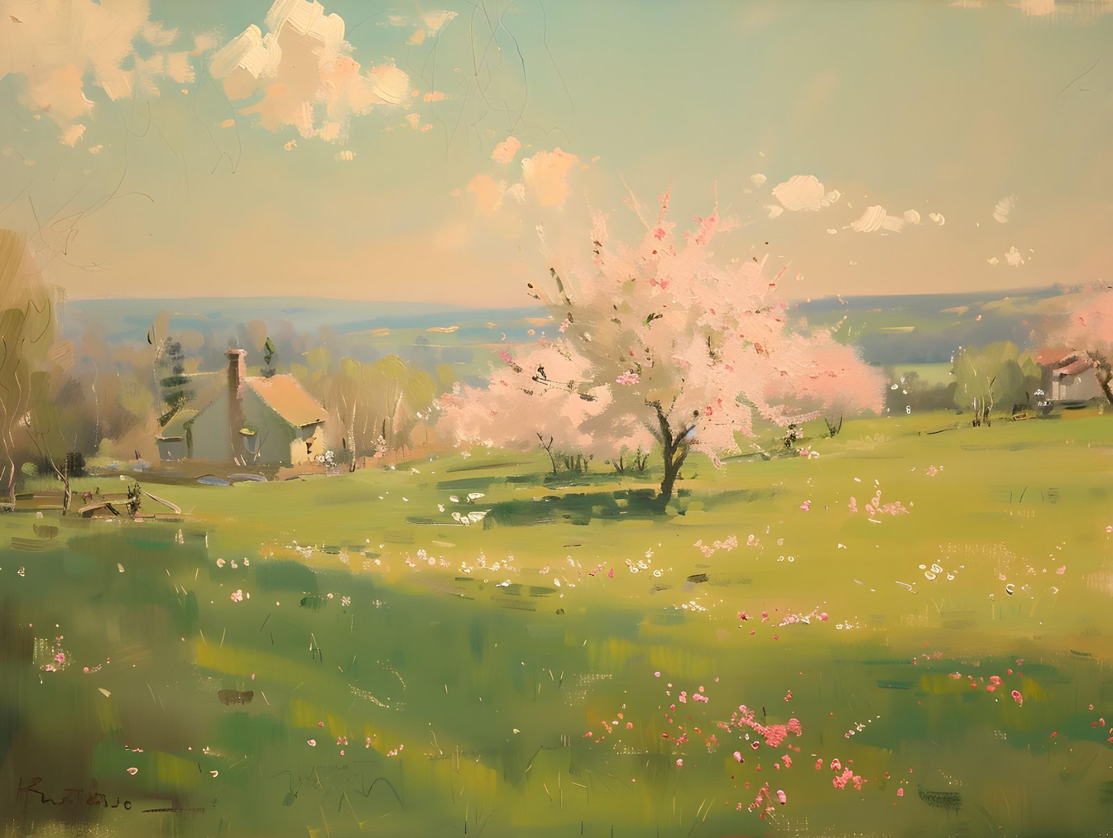 Spring Blossom Landscape Wall Art