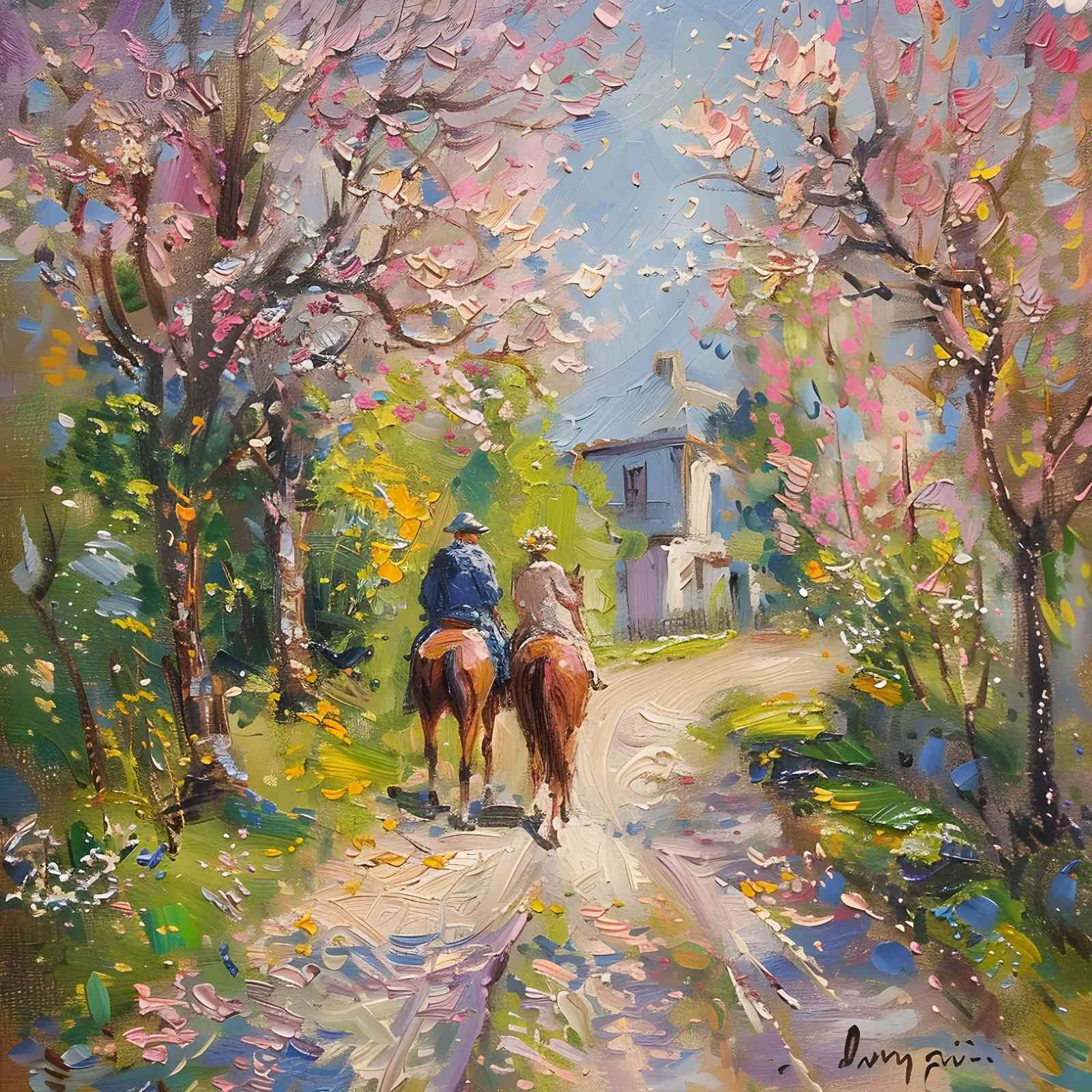 Spring Horse Ride Impressionist Wall Art
