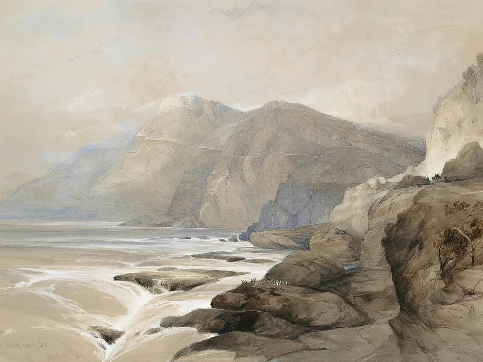 Coastal Mountain Landscape Vintage Art Wall Art
