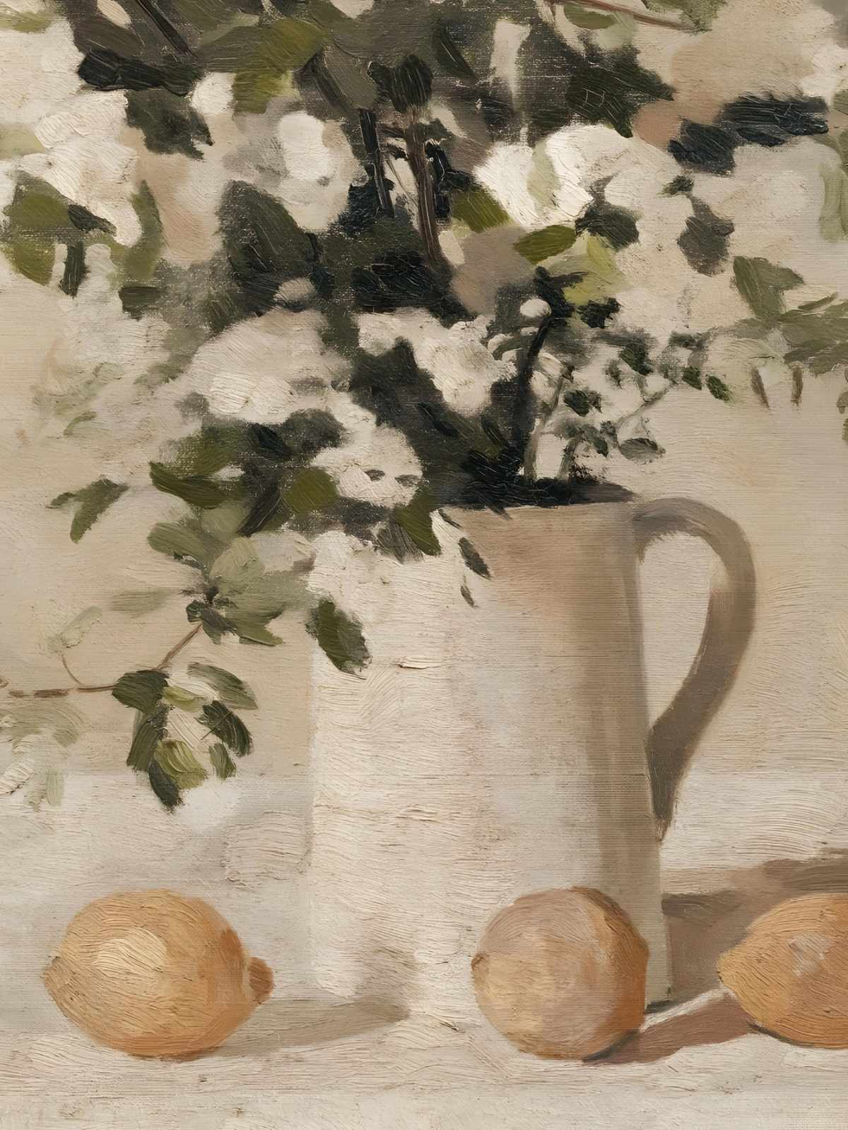 Vintage Lemons & White Pitcher Wall Art