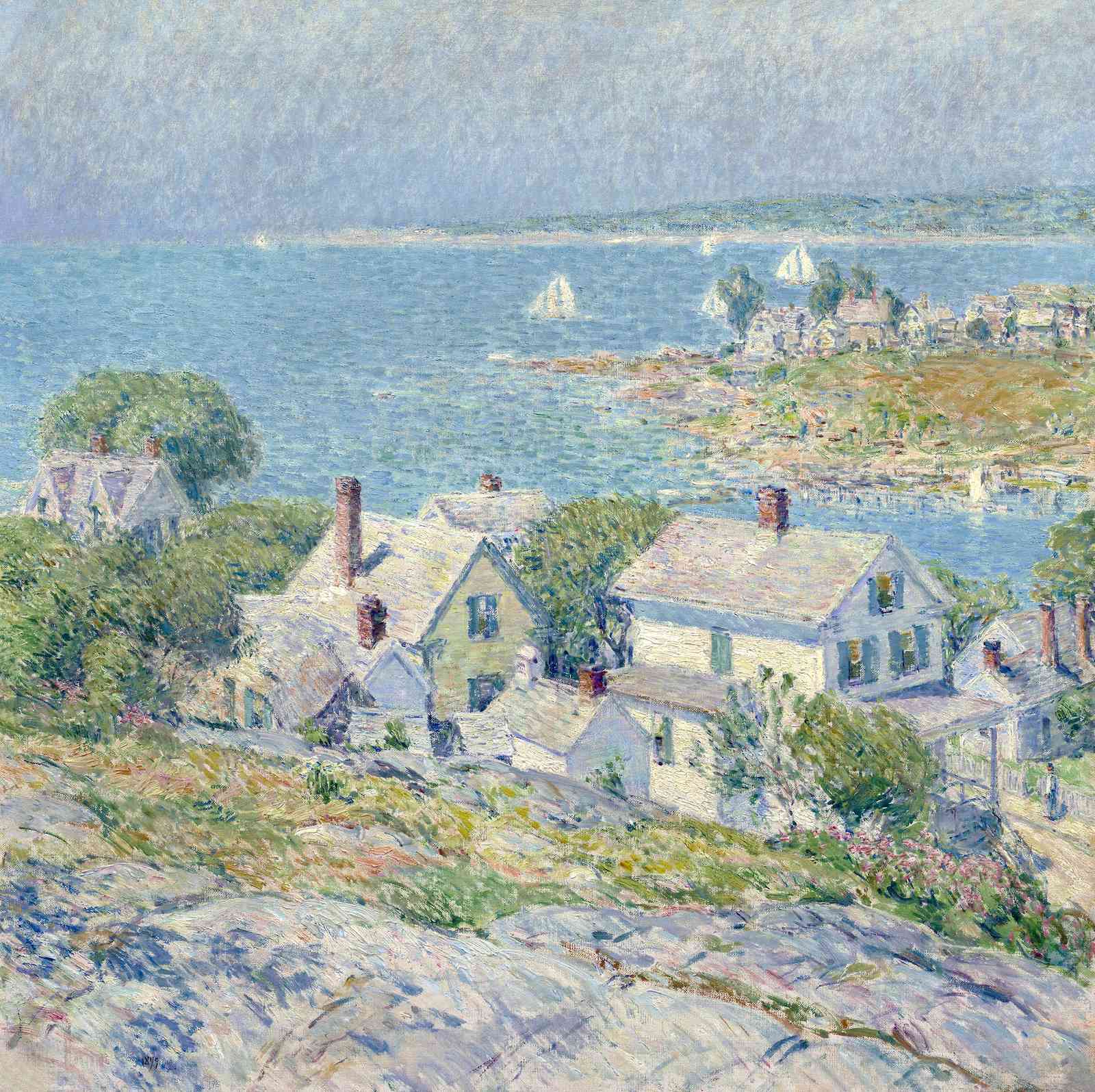 Coastal Village Sailboats Wall Art