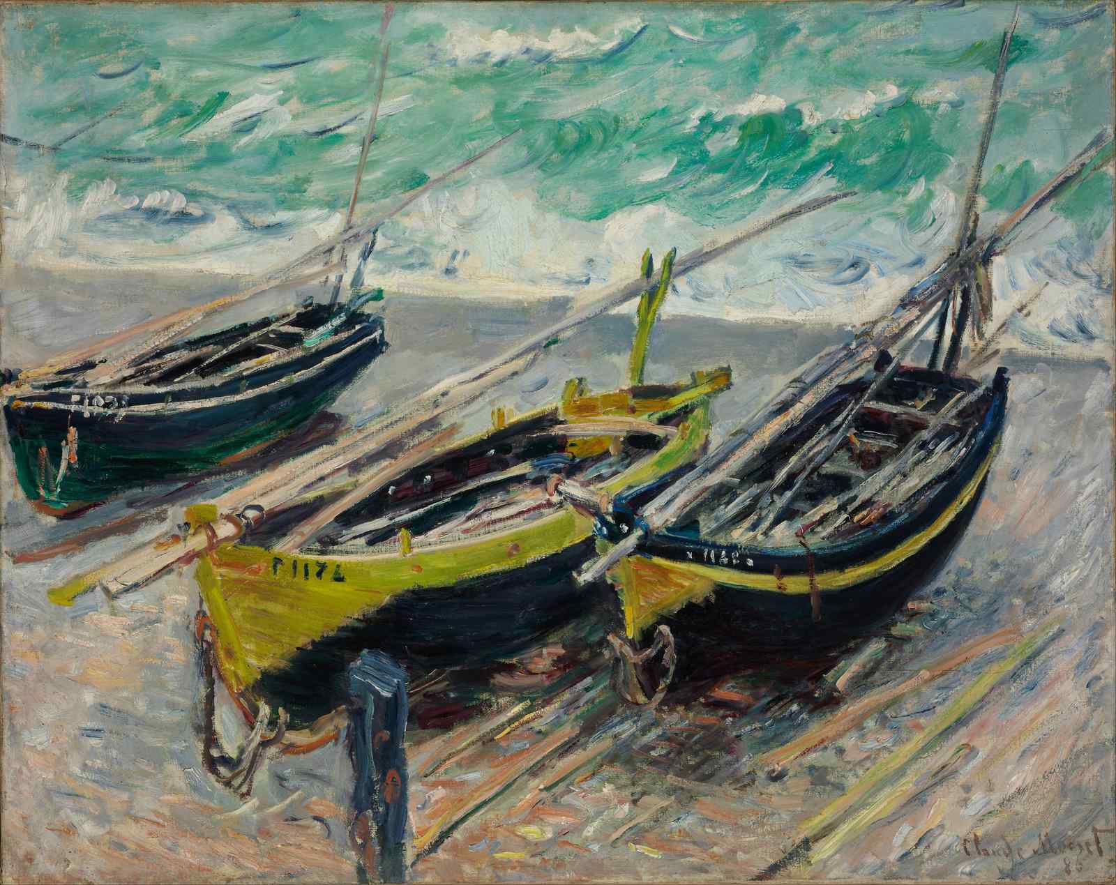 Seaside Boats Impressionist Wall Art