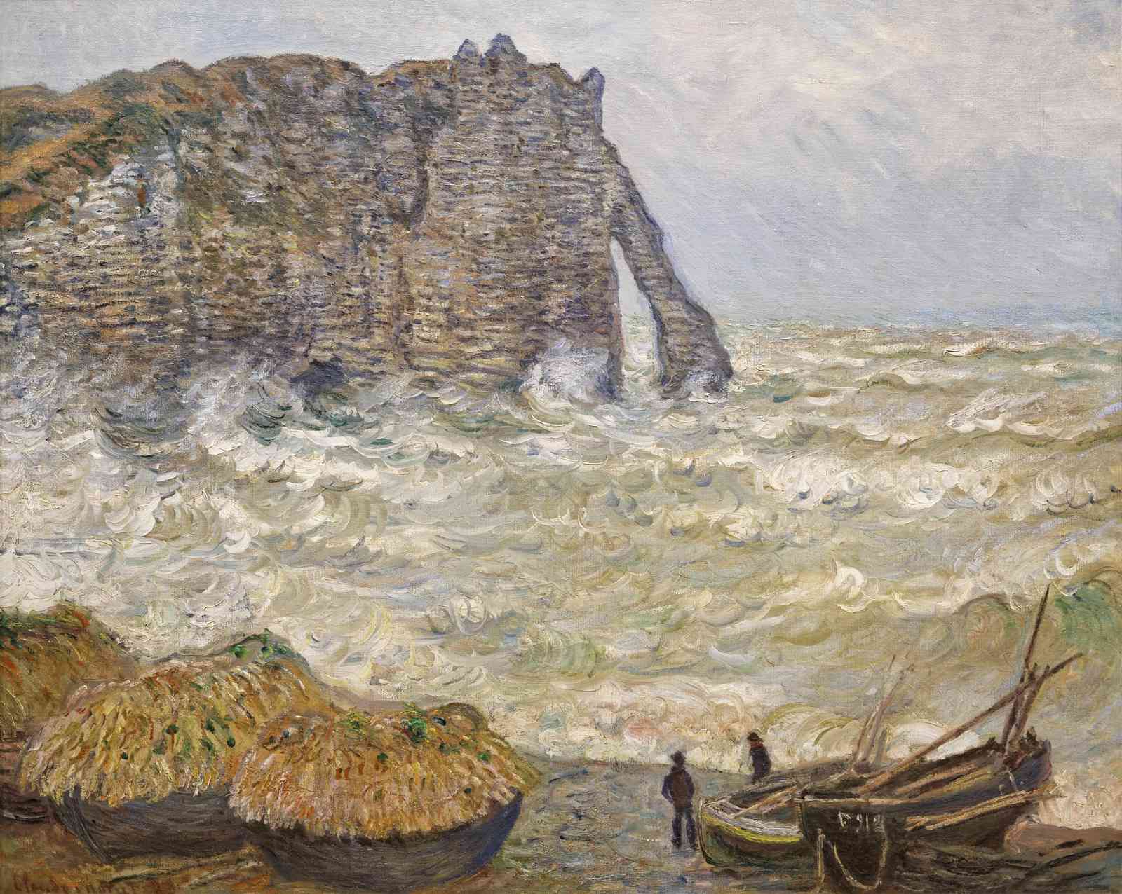 Stormy Etretat Cliffs Seascape Impressionist Wall Art