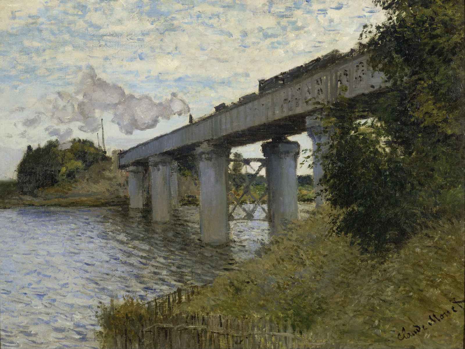 Impressionist Bridge Over River Wall Art