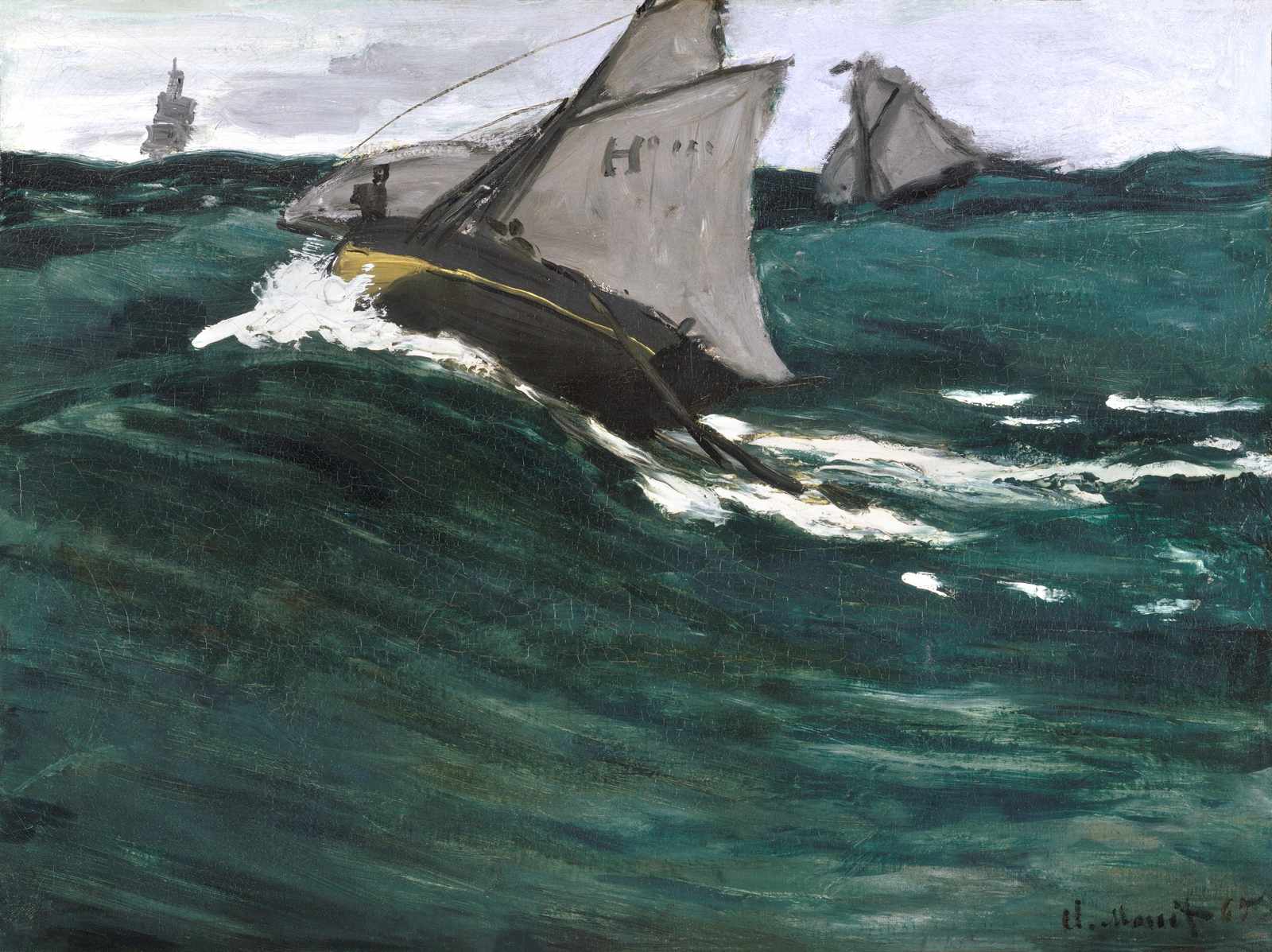 Impressionist Sailing Ship Storm Wall Art