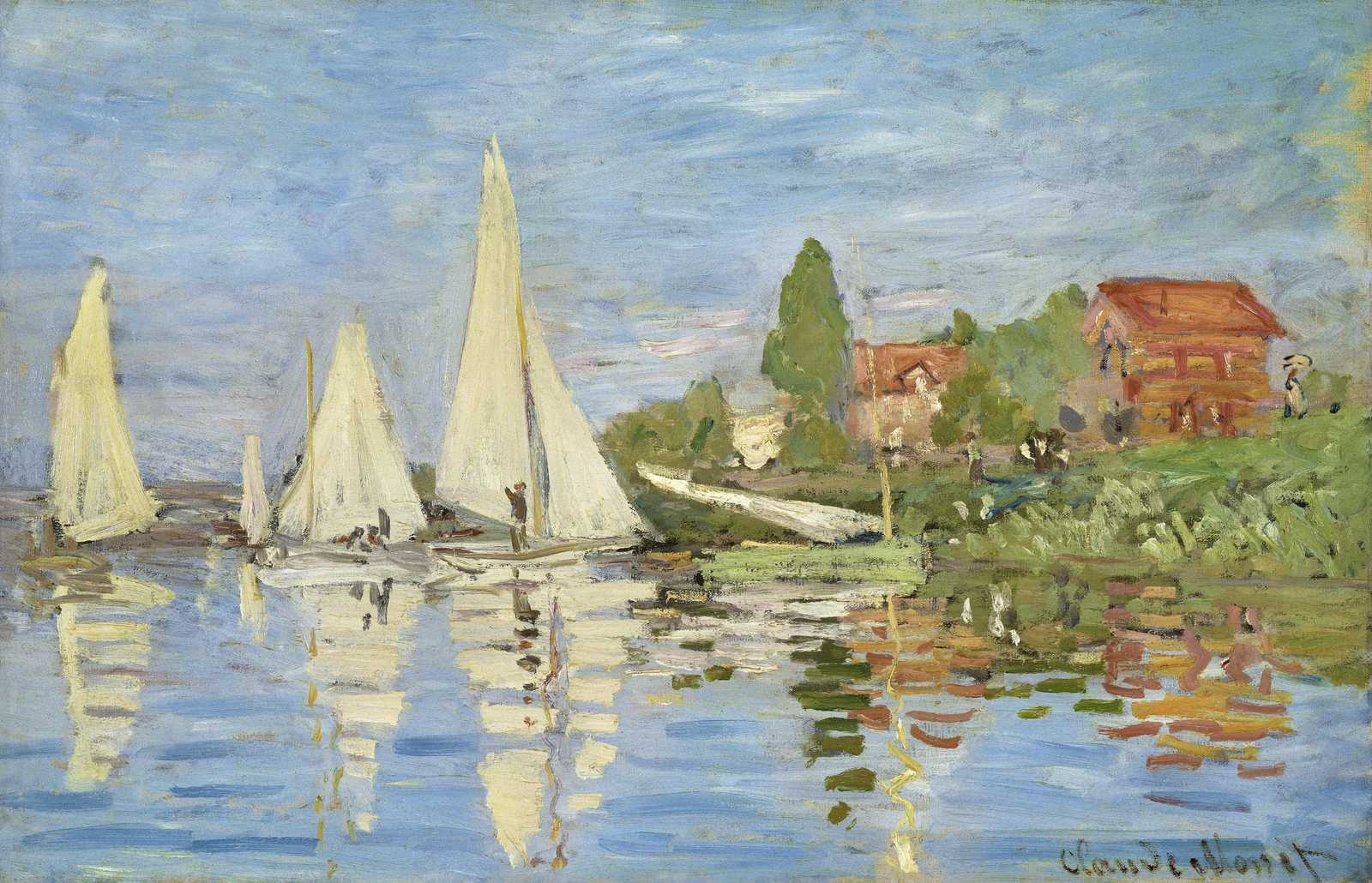 Boats on the River Seine Monet Wall Art