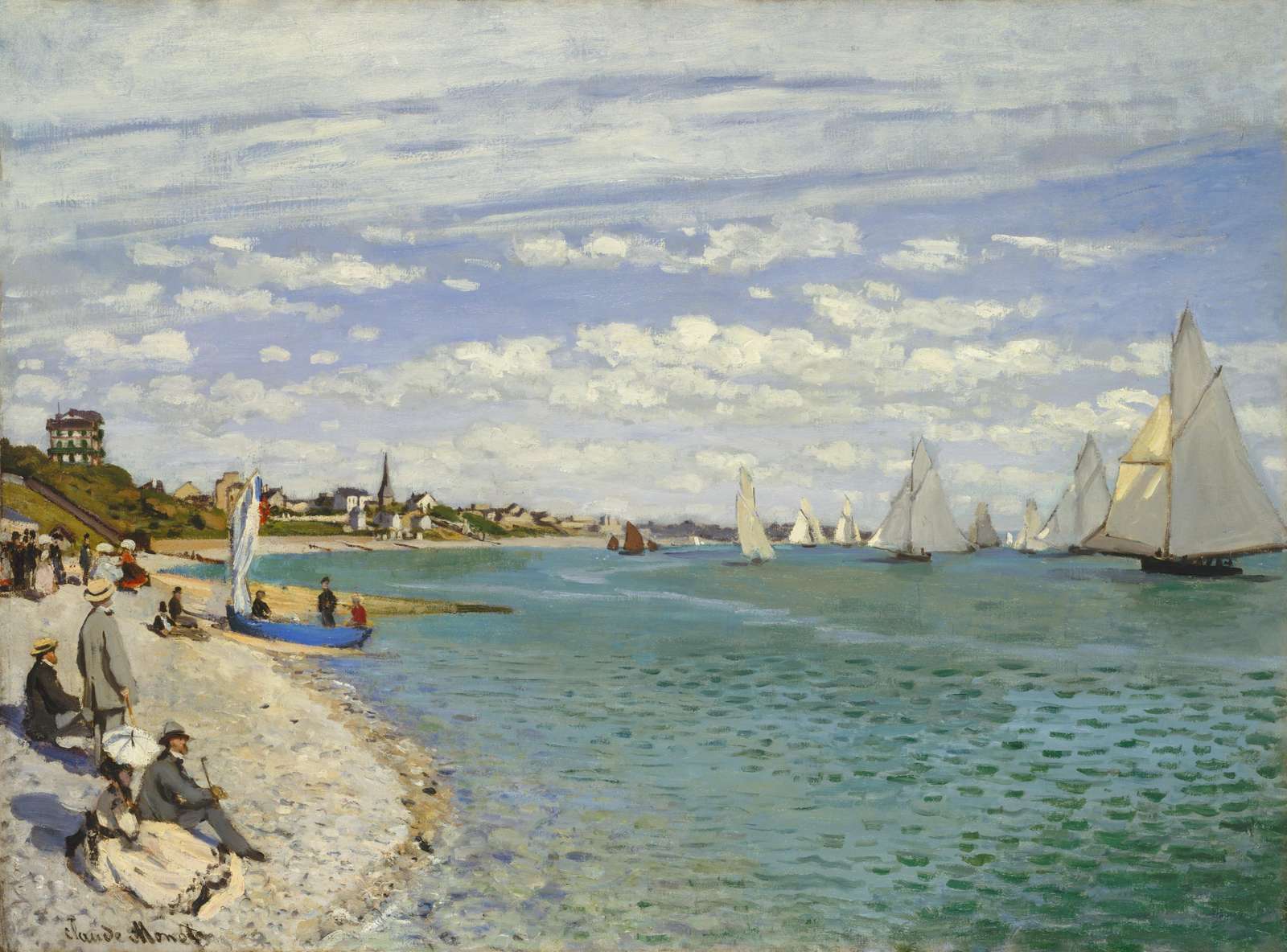 Impressionist Sailboats Coastal Scene Wall Art