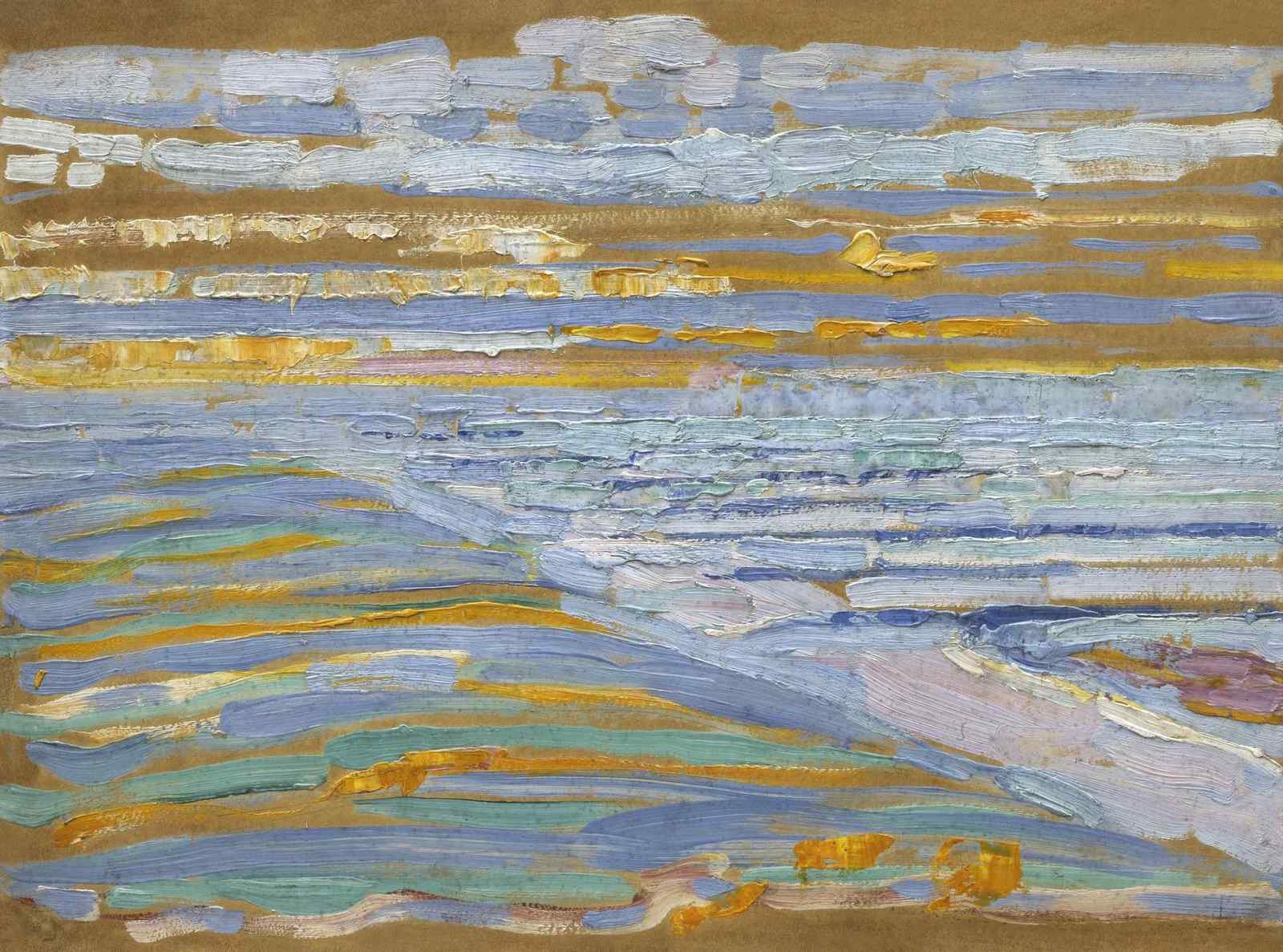 Serene Beach Sunset Impasto Wall Art