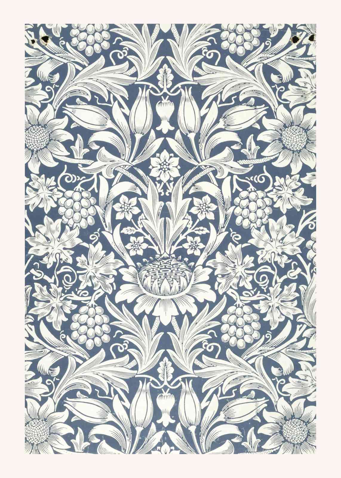 William Morris Style Floral Blue Wall Art