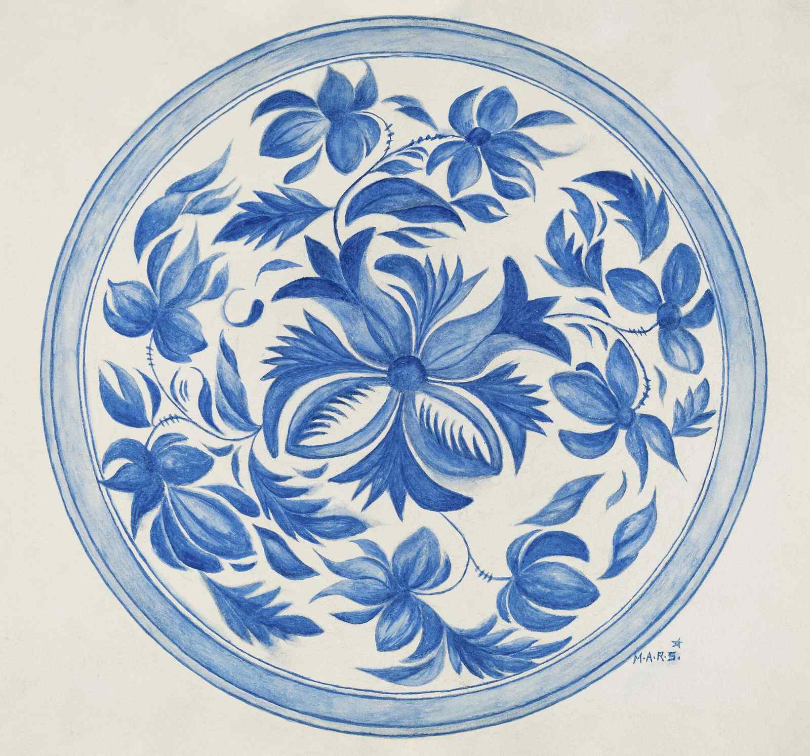 Blue Floral Medallion Art Wall Art