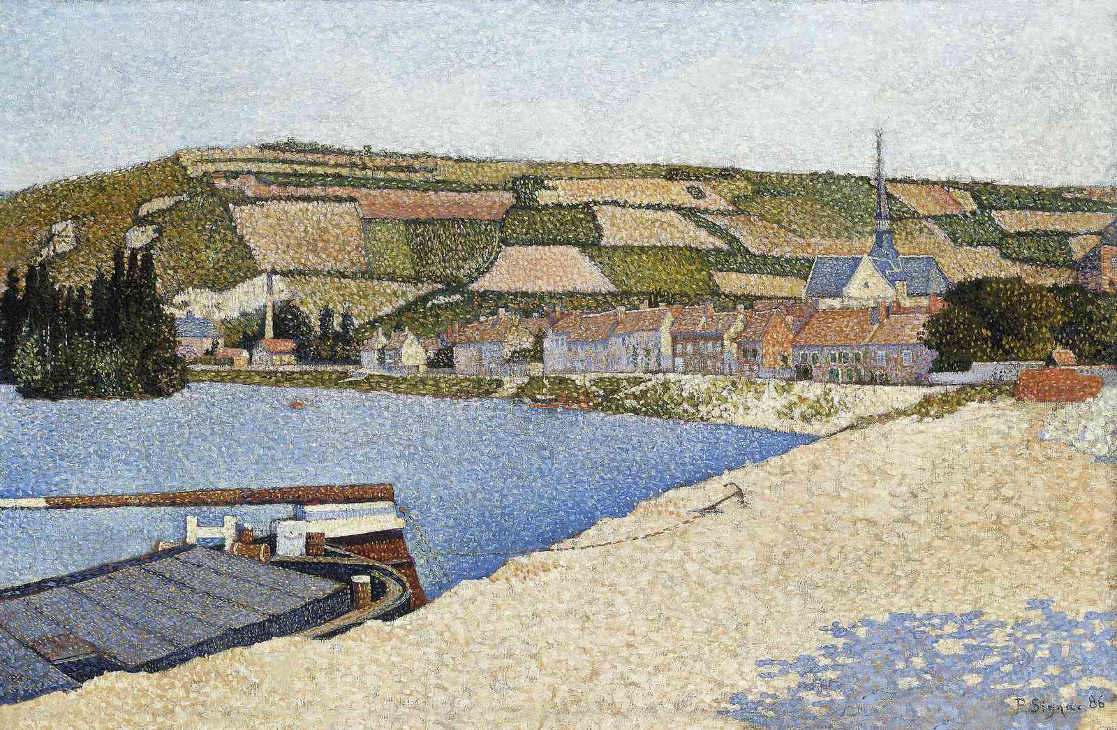 Impressionist River Village Wall Art