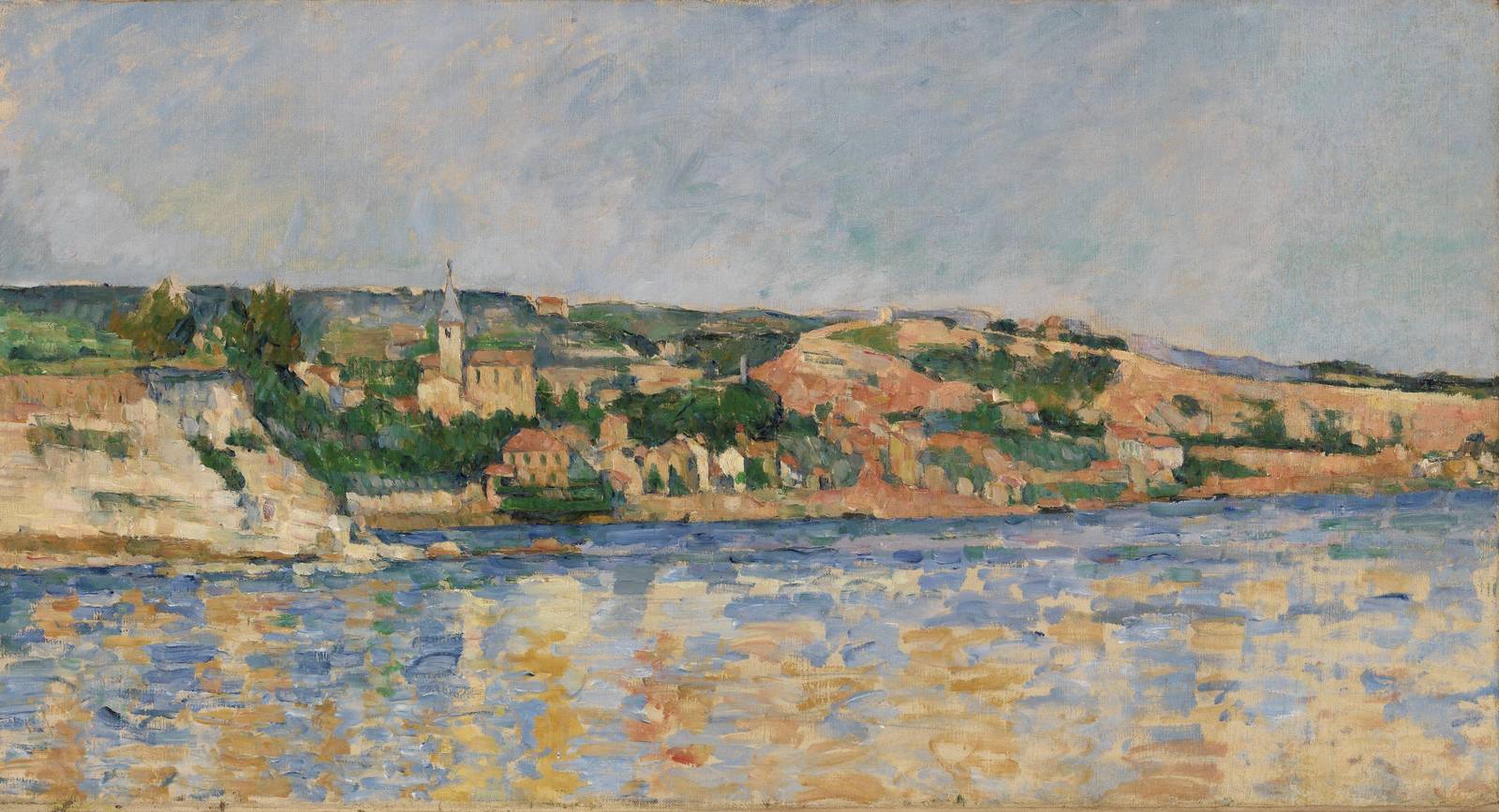 Riverside Village Impressionist Landscape Wall Art