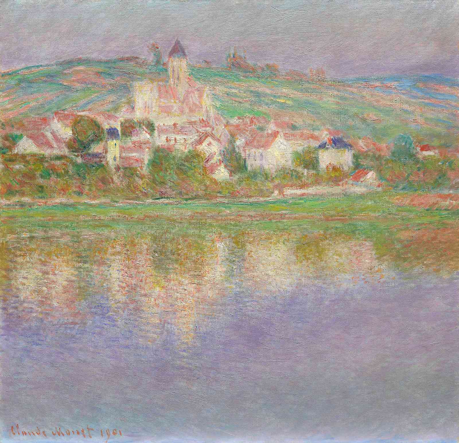Monet Village Landscape Serene River Wall Art